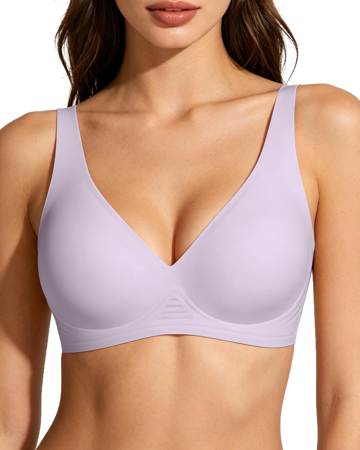 As Fairy Wireless Push Up Bra for Women Deep V Seamless Jelly Bras Support Comfortable No Wire Bralettes(Purple 42DD)