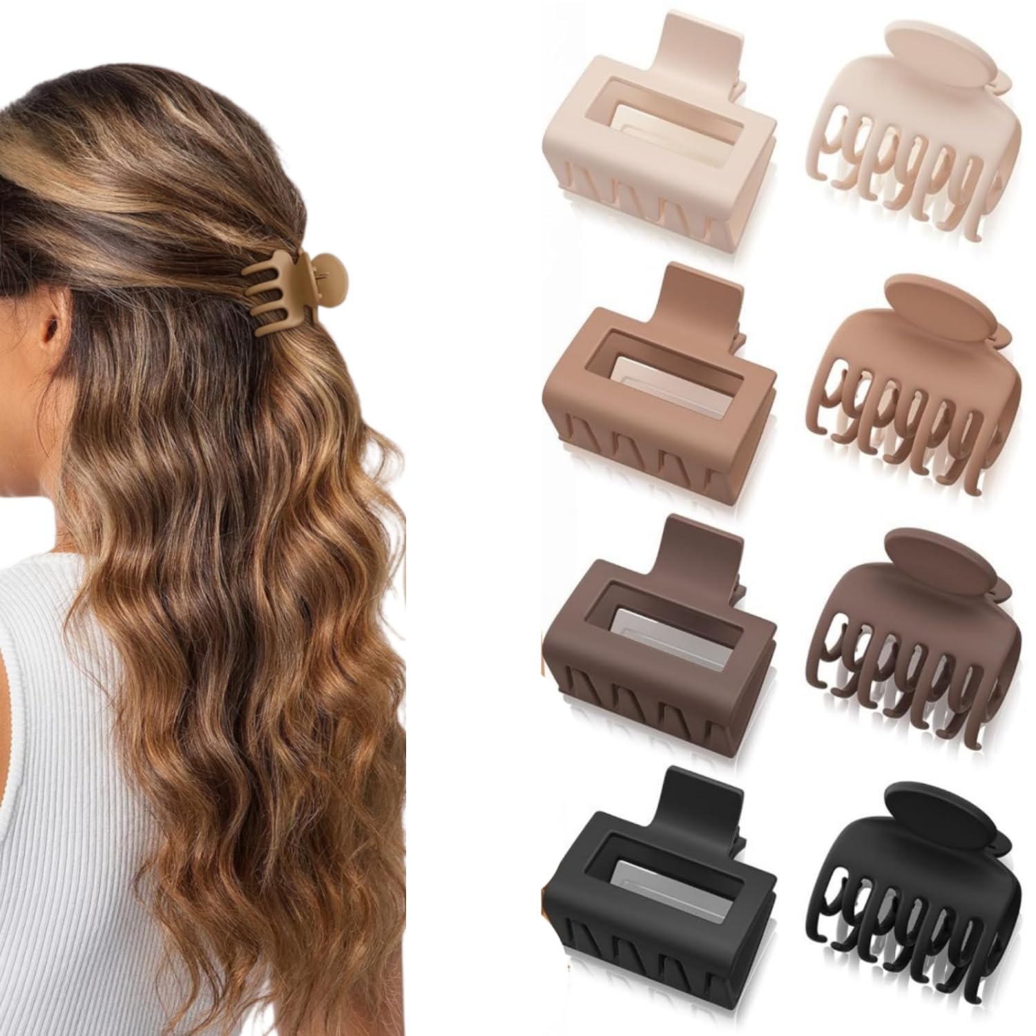 8 Pcs Dark Hair Clips