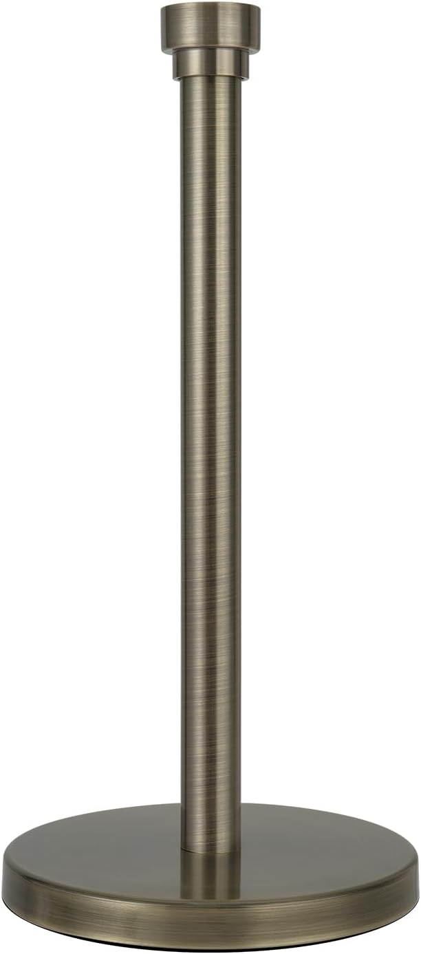 Paper Towel Holder Countertop, Freestanding Paper Towel Stand with Weighted Non-Slip Base, Easy Assembly, Unique Decorative End Cap for Kitchen and Bathroom (Antique Bronze)