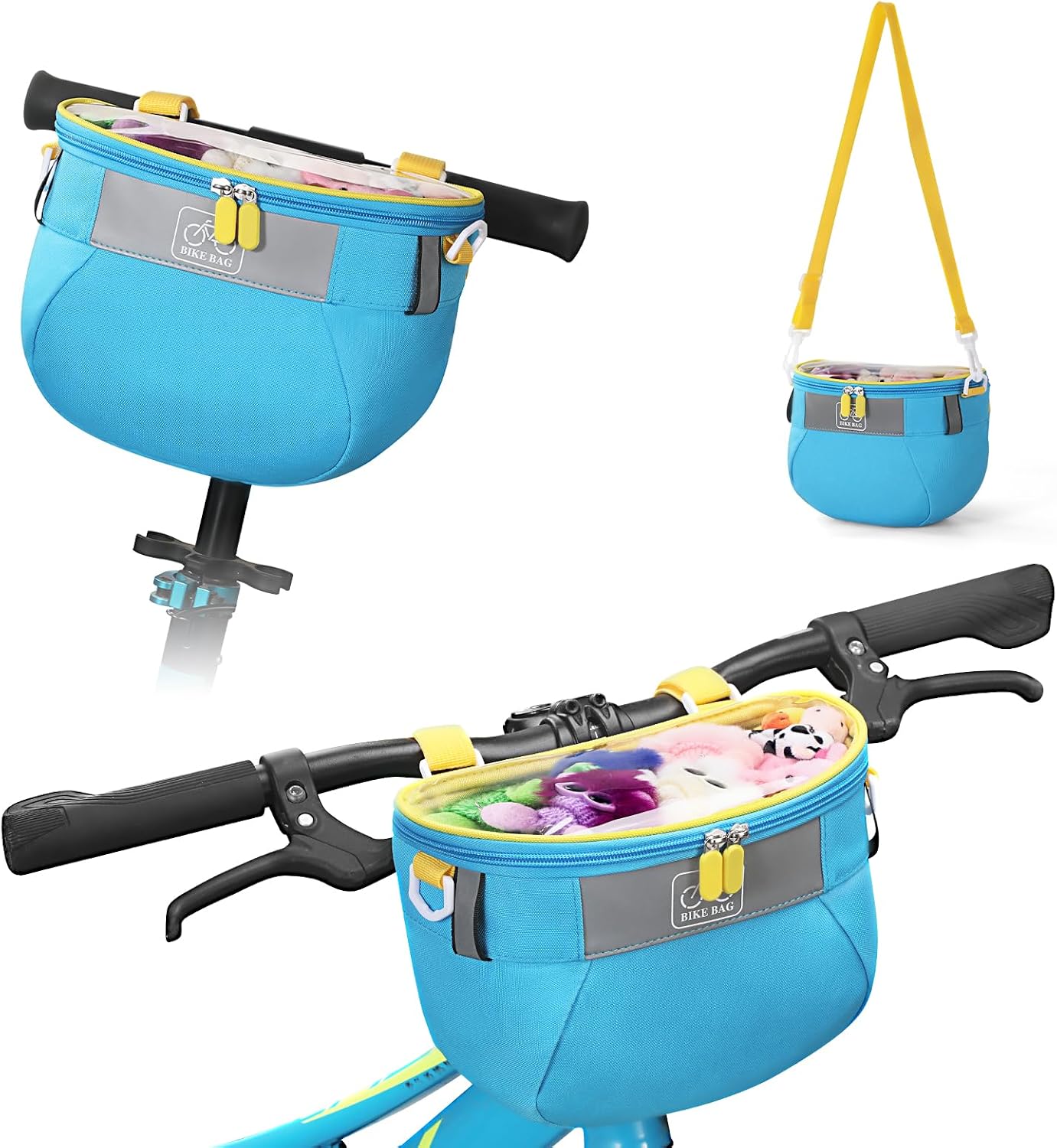 Kids Bicycle Basket, Front Frame Handlebar Bag for Toddler Scooter Tricycle Bike, Fabric Bicycle Basket for Boys & Girls