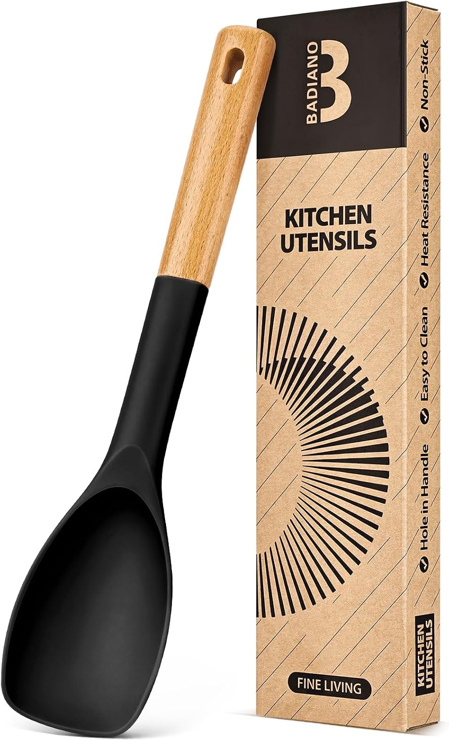 Silicone Spoonula Spatula, Nonstick Rubber Spoon, BLACK