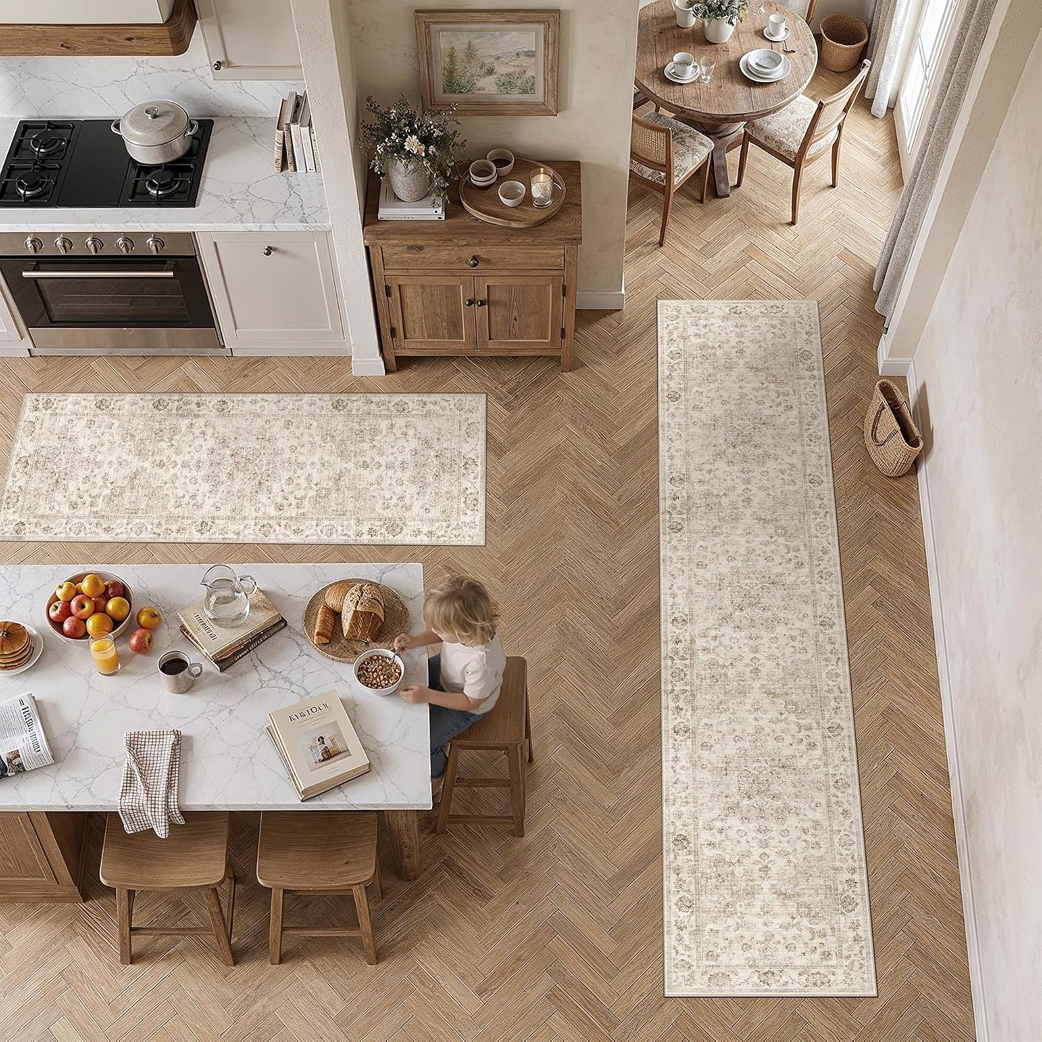 WondRg Beige Kitchen Rugs