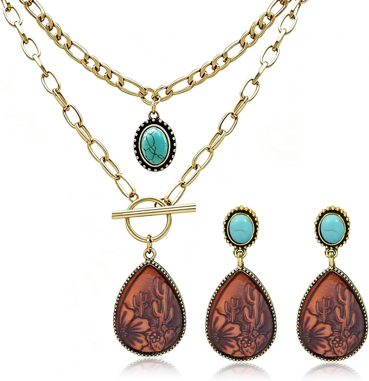 Turquoise Jewelry for Women Western Jewelry Set Turquoise Earrings Necklaces Boho Chic Accessories for Country Concert Outfits Western Dress Women Style Look