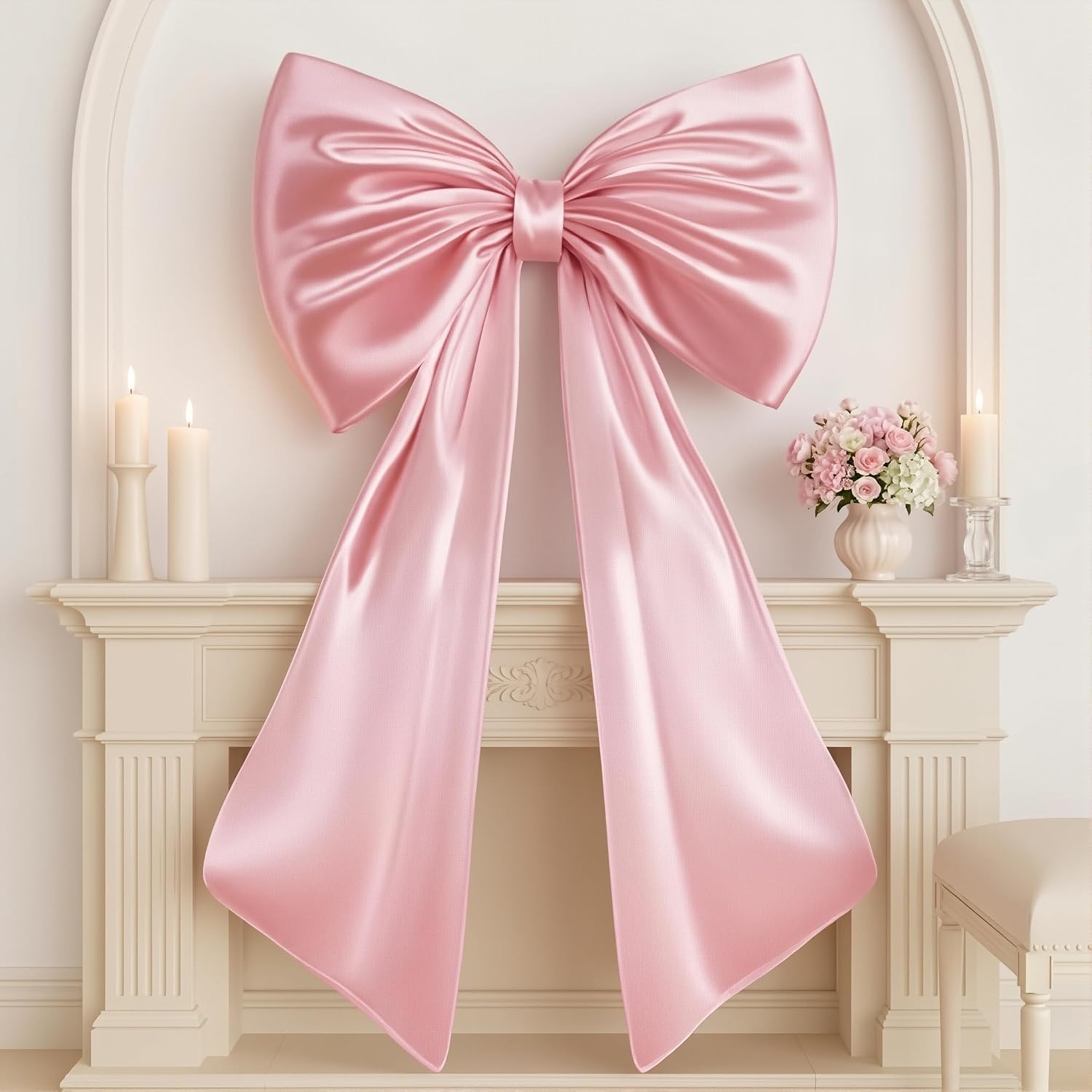 Giant Satin Ribbon Bows (Pastel Pink