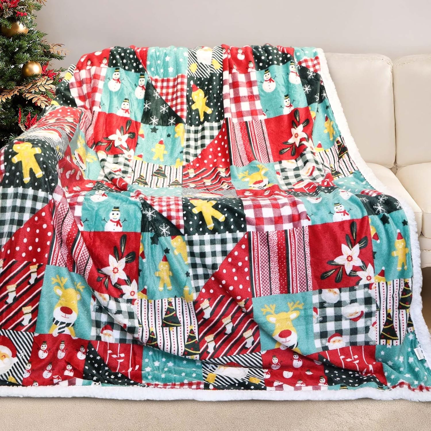 Gogreen Christmas Sherpa Fleece Throw Blankets