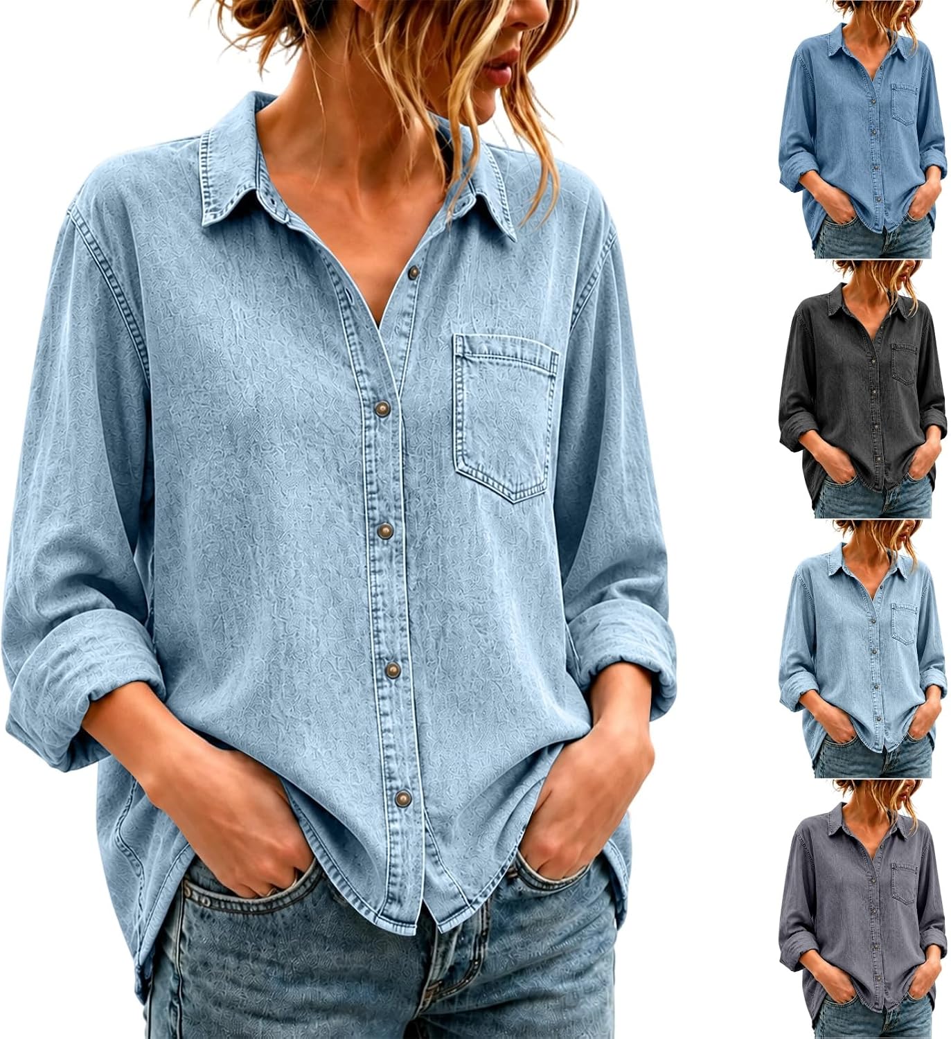 Denim Oversized Chambray Shirts