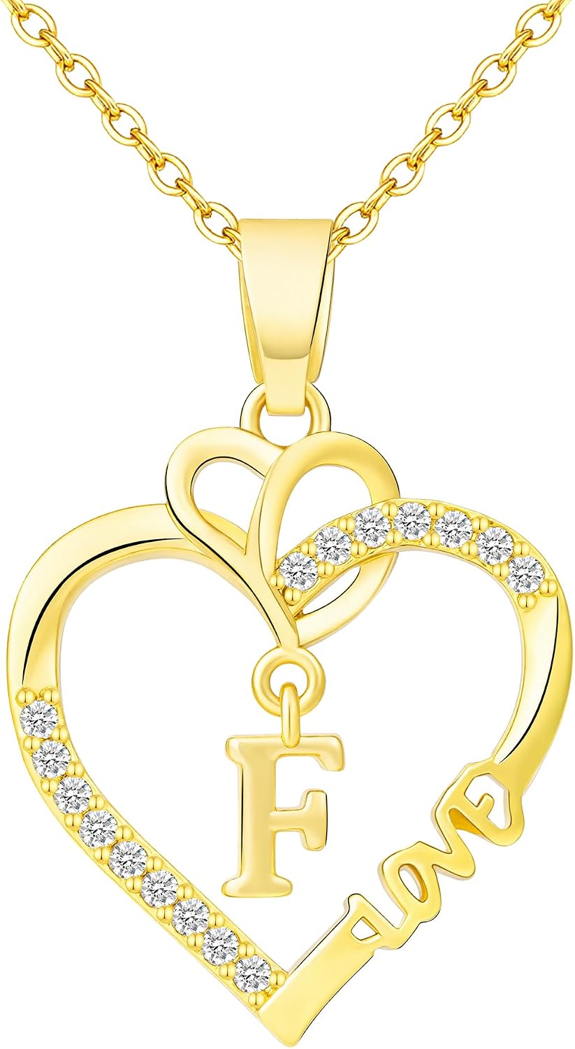 KYNOX Heart Initial Necklaces
