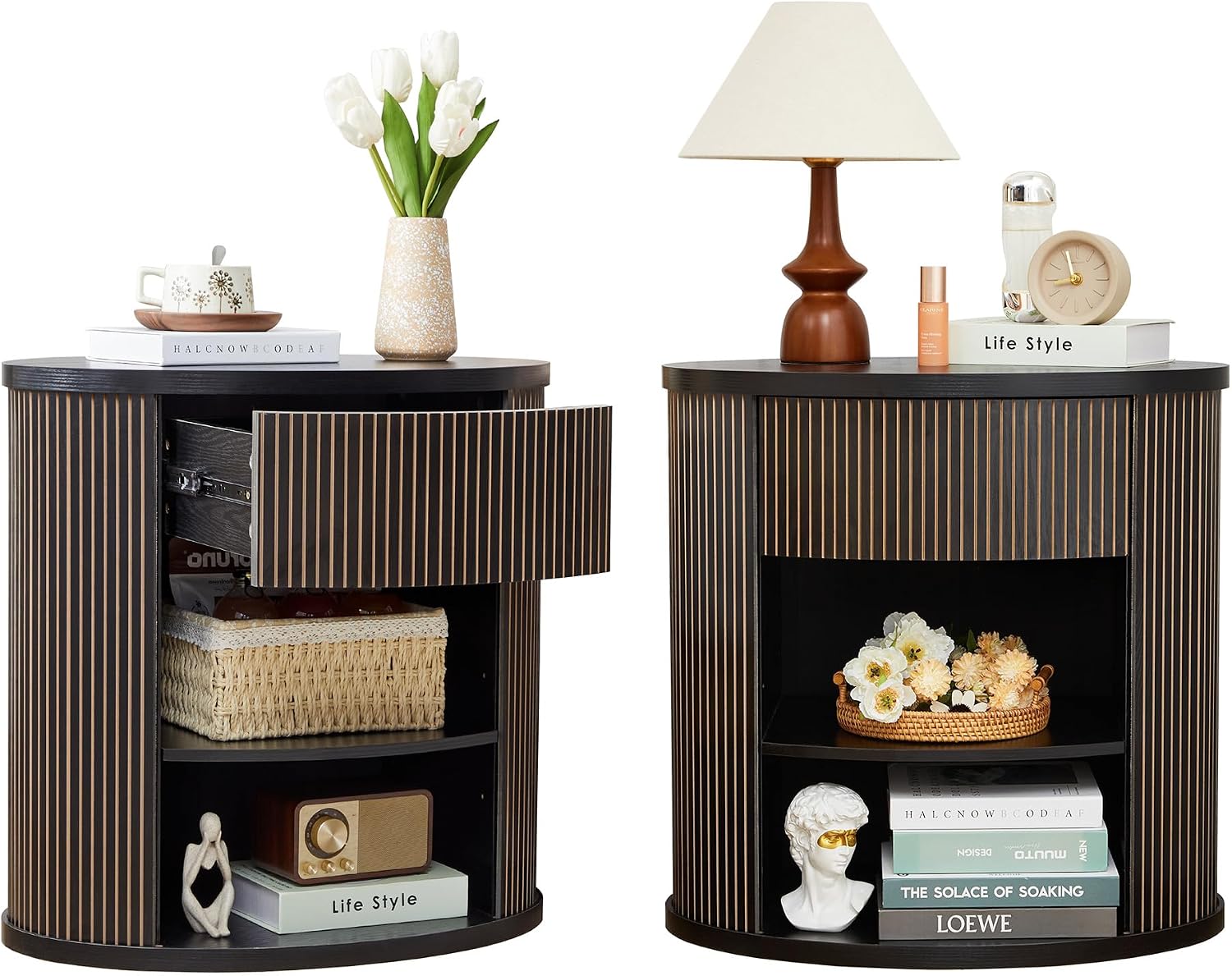 Affeivul Fluted Round End Tables