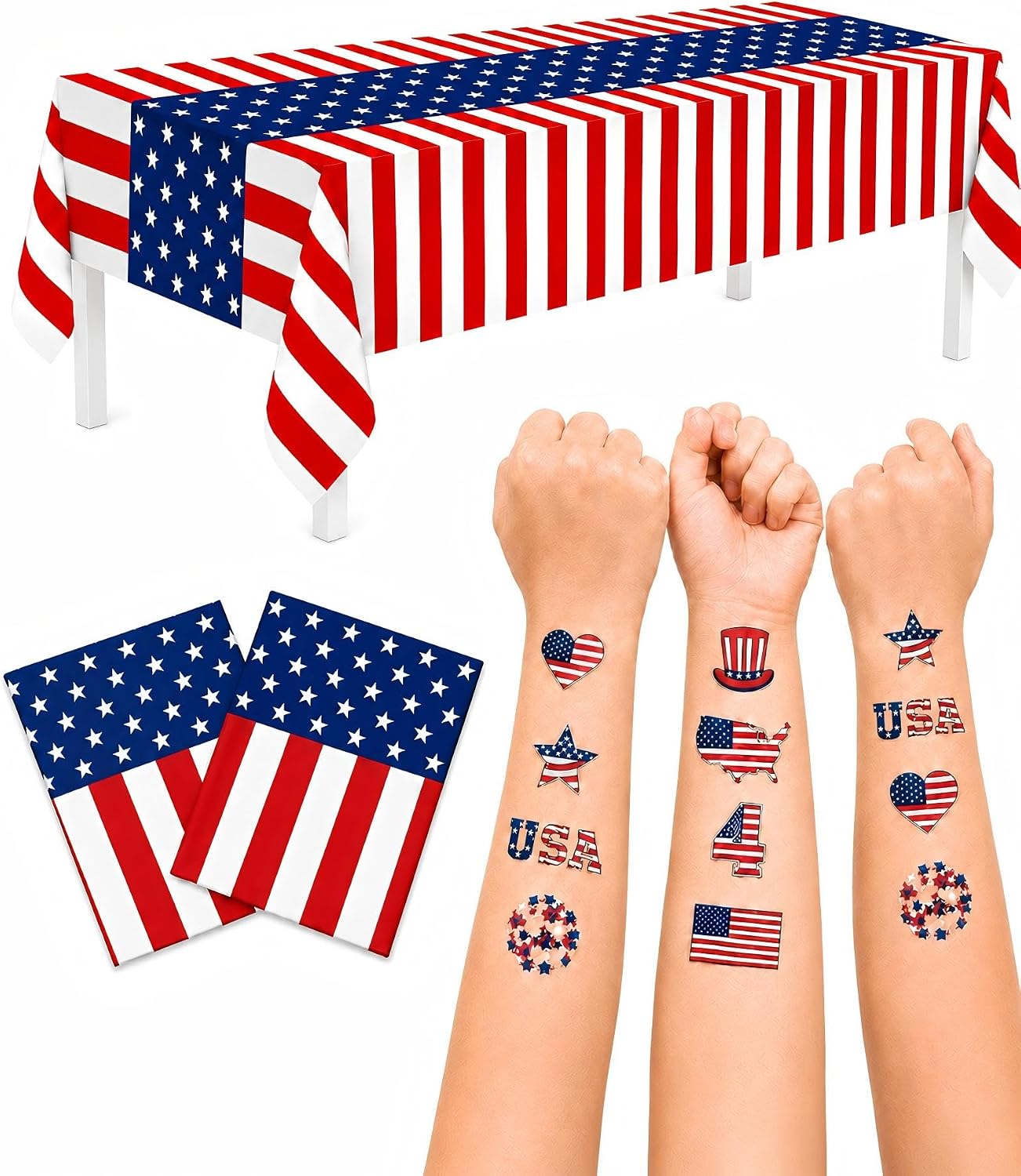 Calmi Patriotic Tablecloths and Stickers