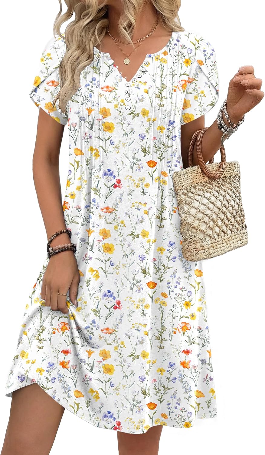Zeagoo Floral V-Neck Dresses