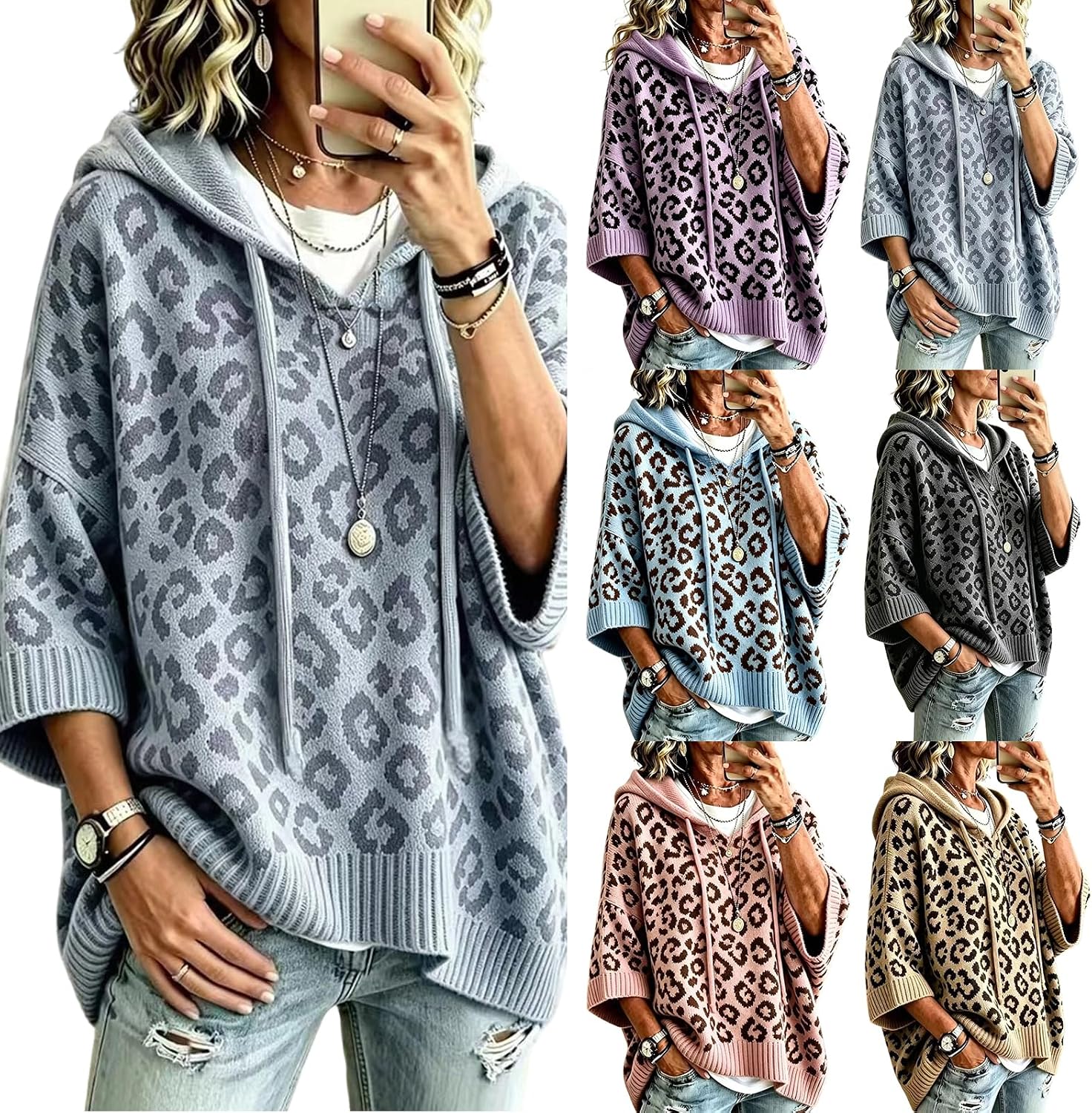 Leopard Drawstring Hoodies