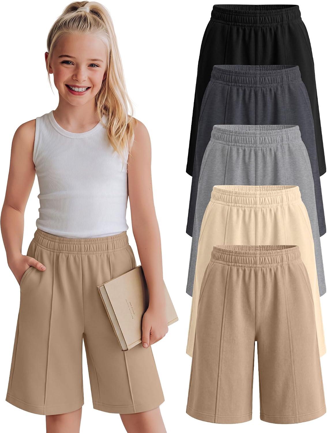 5 Pack Girls' Bermuda Shorts