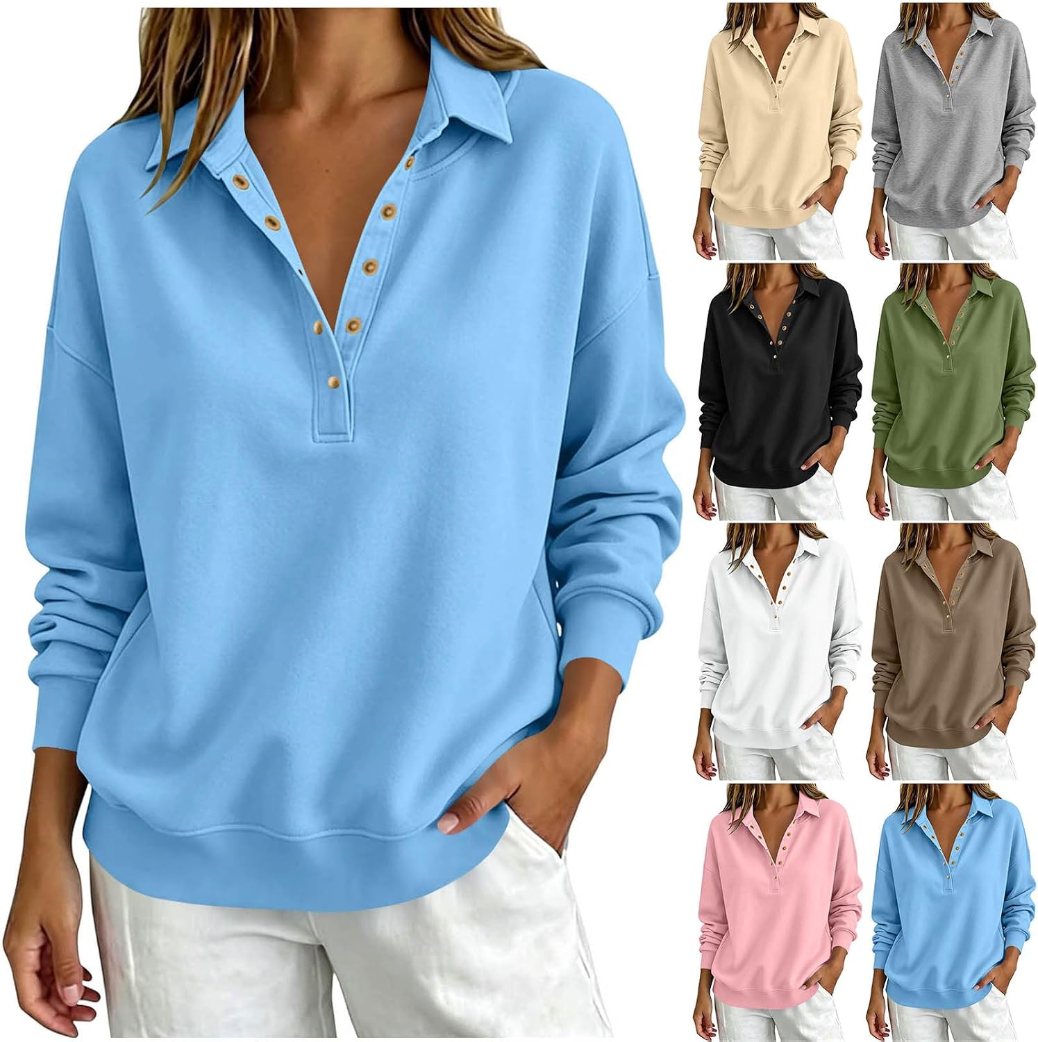 Furundly Women's Henley Sweatshirts