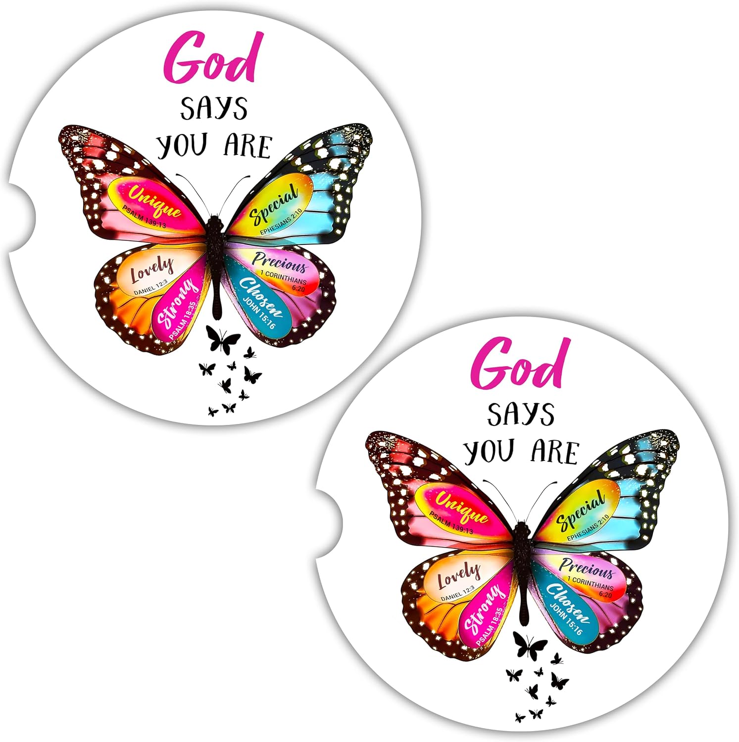 Christian Butterfly Bible Verse Coasters
