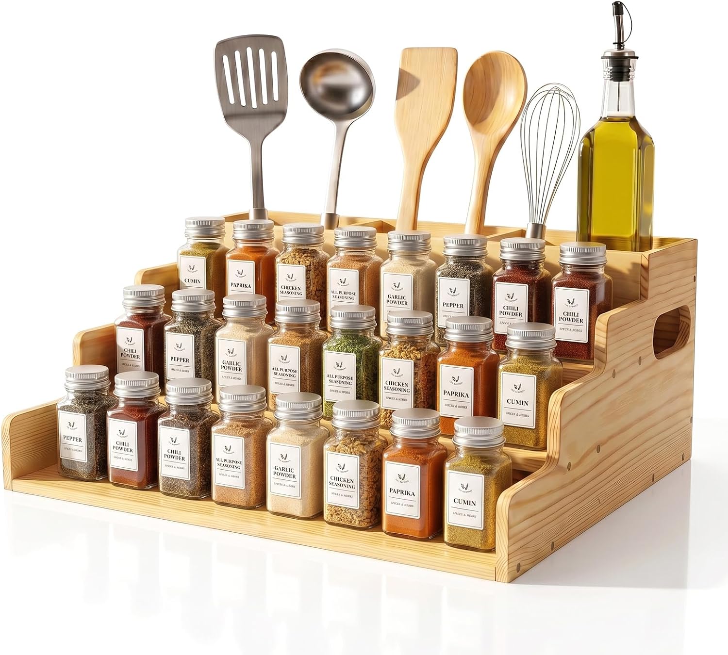 Tiered Wooden Spice Racks