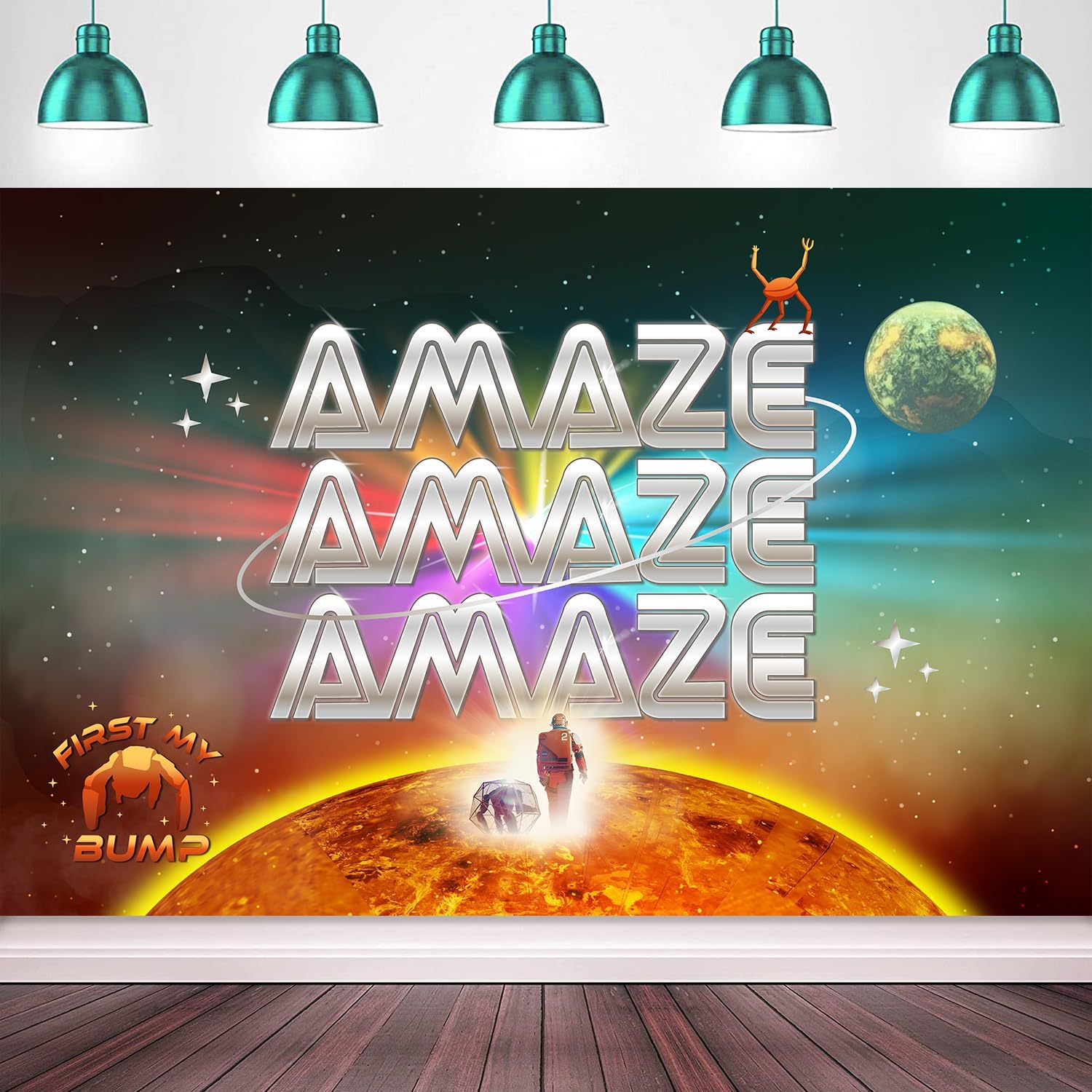 Project Haii Merch Poster Space Party Decorations Backdrop Banner 5x3Ft Amaze Party Decorations Retro Sci-Fi Banner Photo Booth Props for Birthday Game Room Bedroom Wall Decor