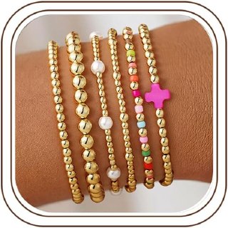 MOOHAM Gold Beaded Bracelets