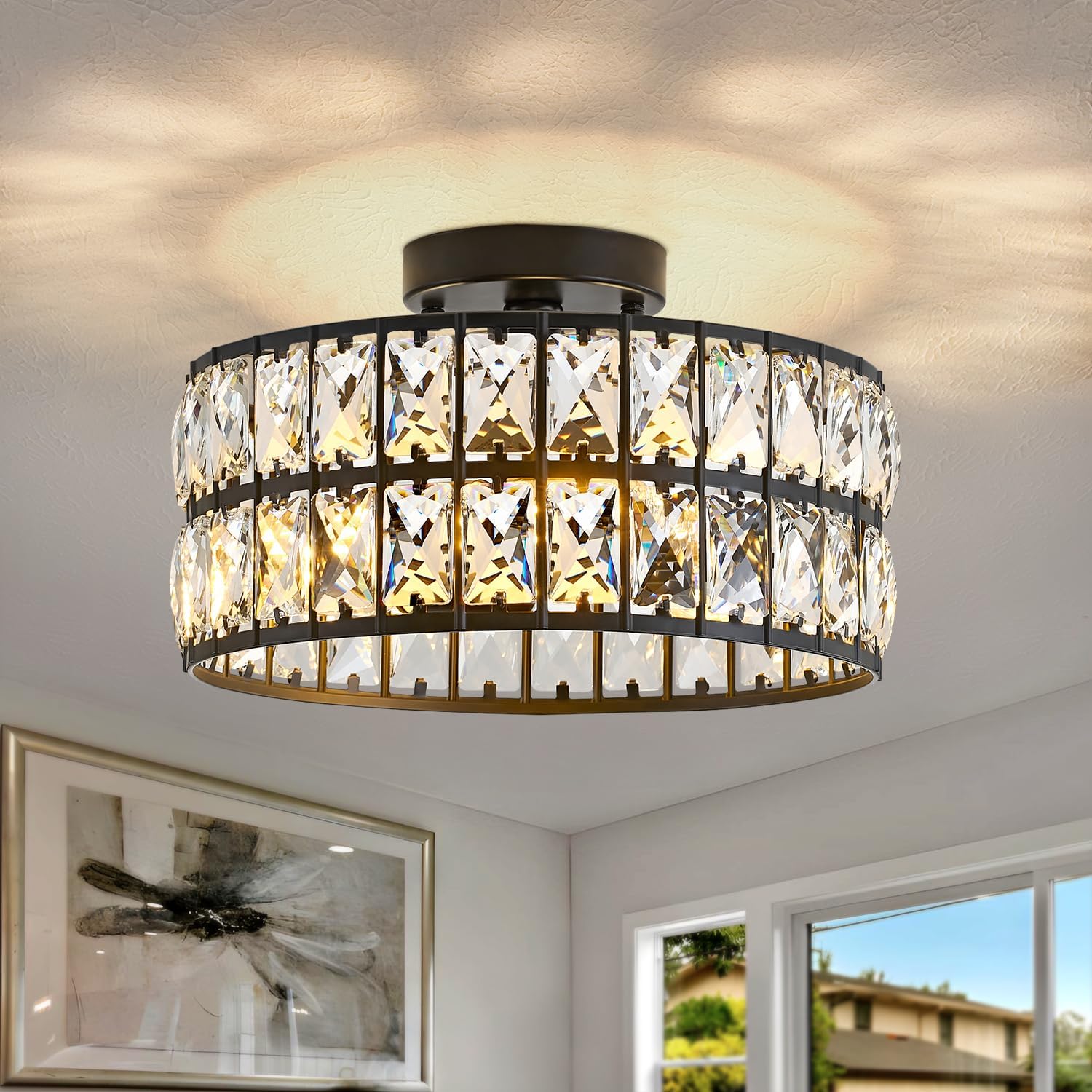 HuixuTe Round Crystal Chandeliers