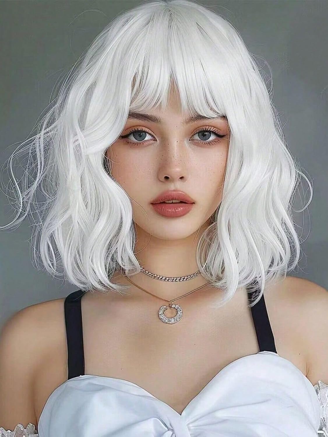White Synthetic Bob Wigs