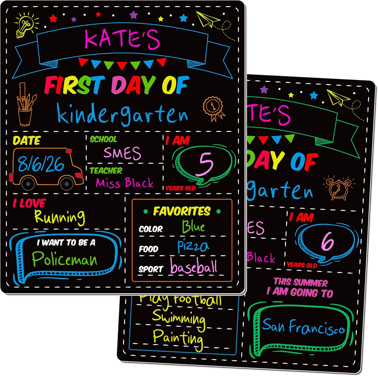 First and Last Day of School Board, Paper Back to Class Chalkboard for Kids