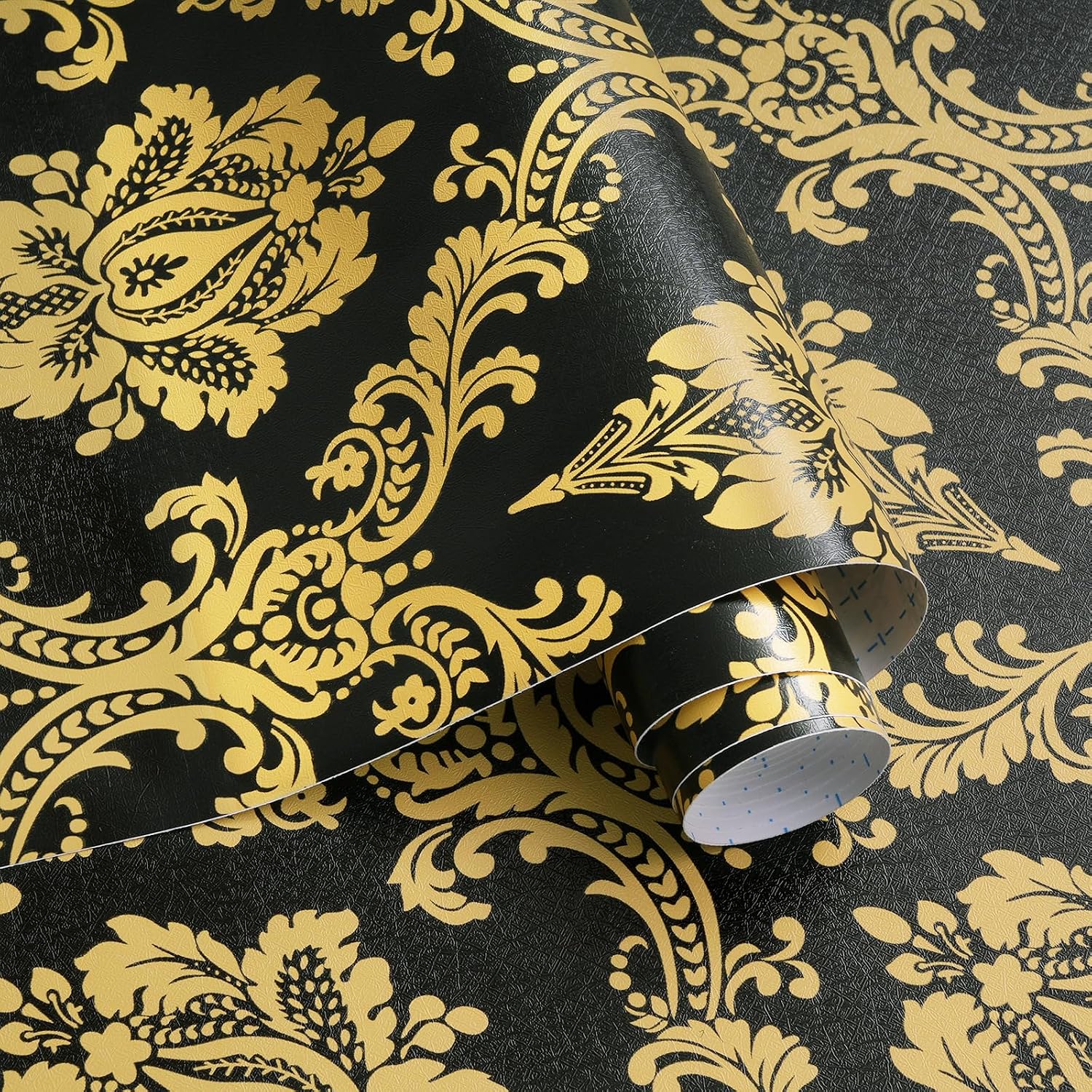 Micpolo Black and Yellow Damask Wallpapers