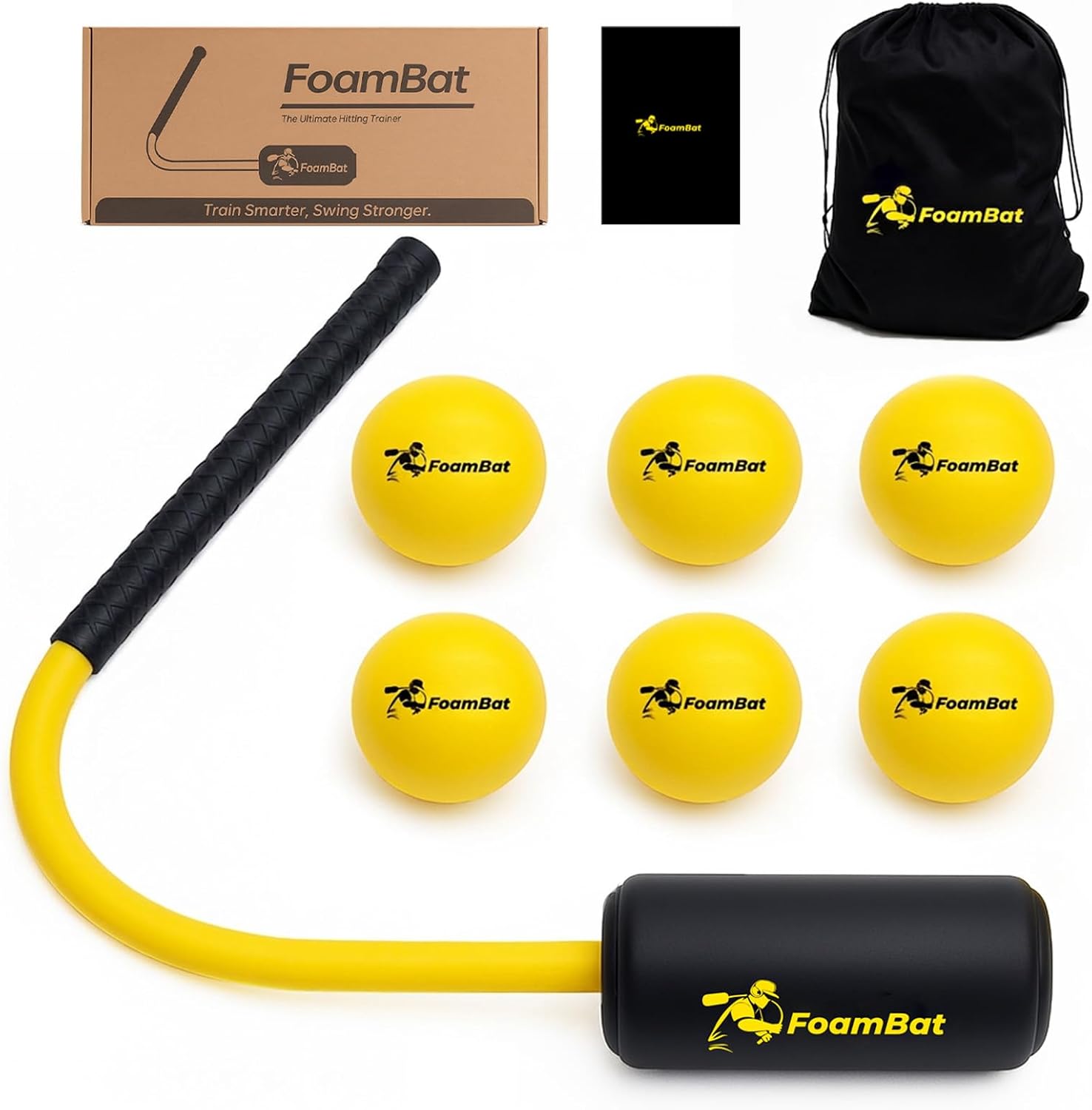 Baseball & Softball Rope Swing Trainer, Innovative High-Density Foam Connection Batting Training Bat for Better Feedback, Hitting Practice Aid Equipment for Youth Beginners, Indoor/Outdoor
