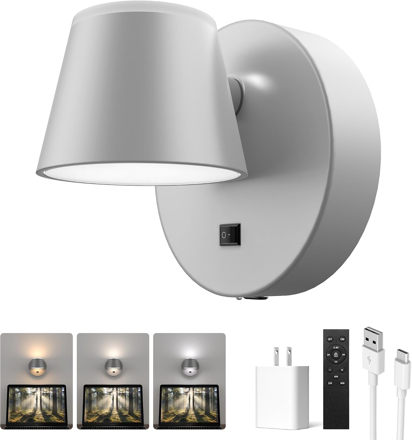 URSOLA Battery Wall Lights (Grey