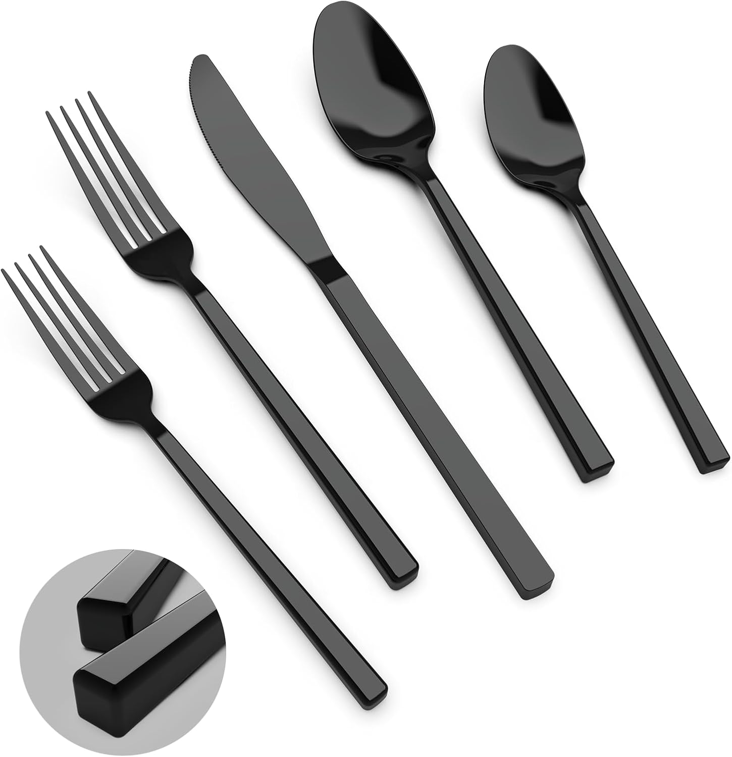 Cubic Black Silverware Sets