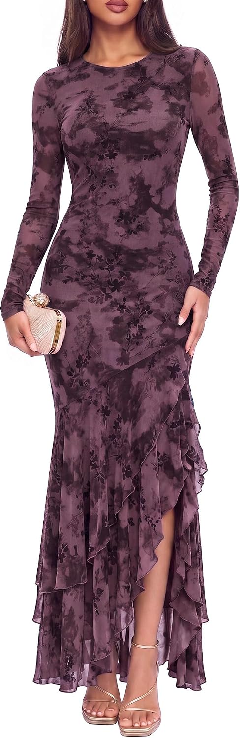BTFBM Fall Dresses for Women 2026 Long Sleeve Cocktail Dress