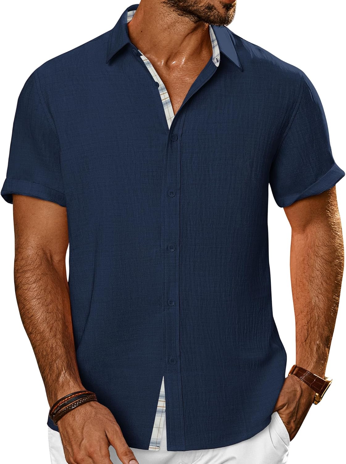 PJ PAUL JONES Mens Short Sleeve Button Down Shirts Casual Summer Clothing