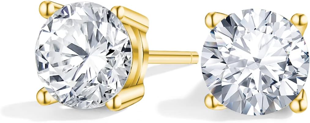 Moissanite 925 Silver Studs (Yellow Gold