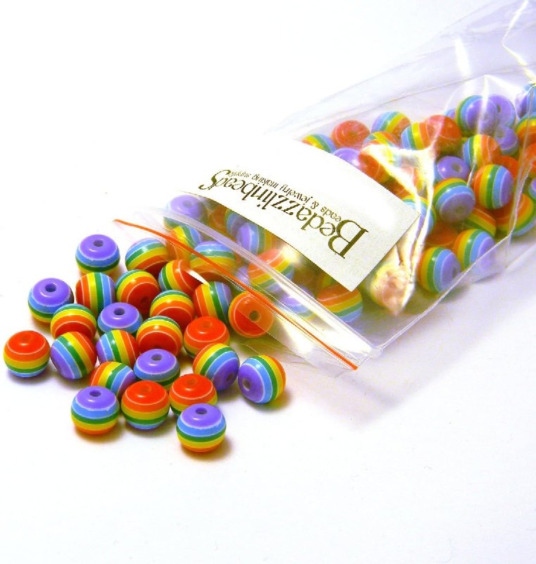 100 Plastik Rainbow Beads