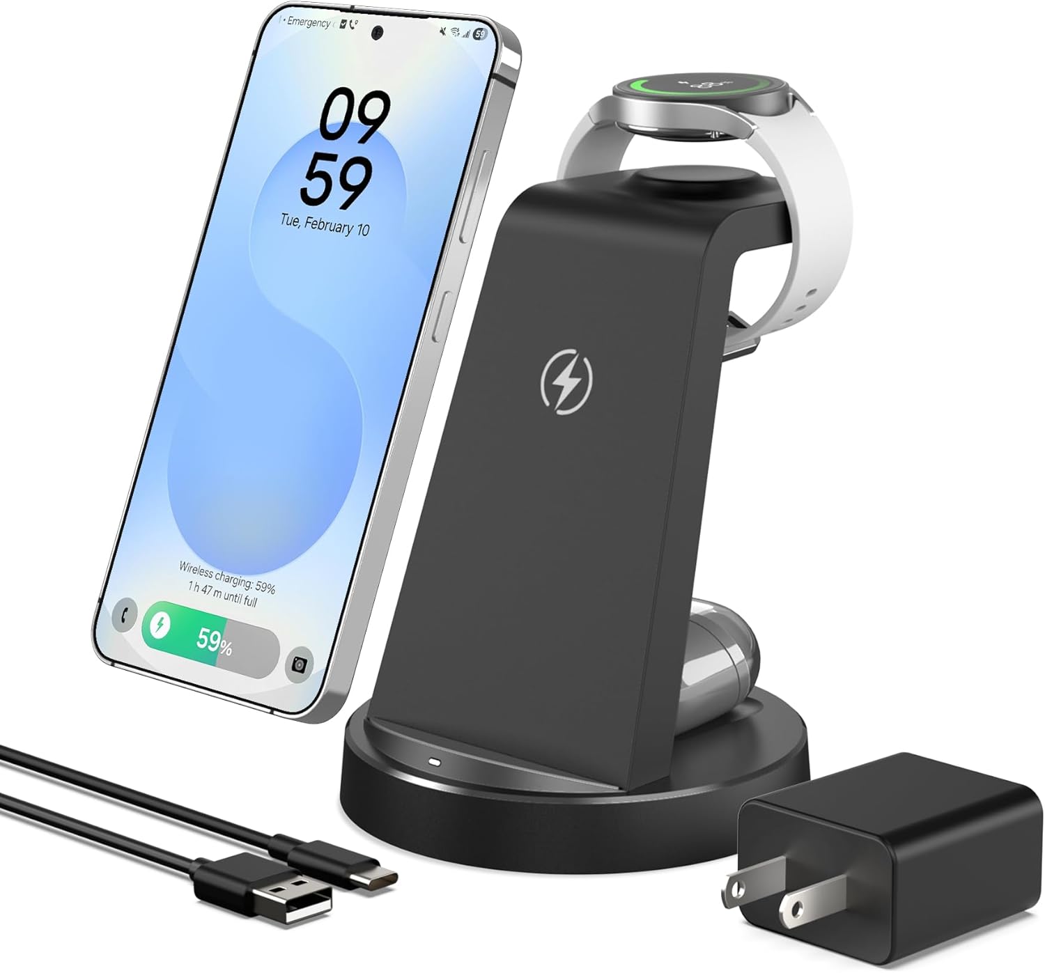 Wireless Charger for Samsung, 3-in-1 Android Charging Station