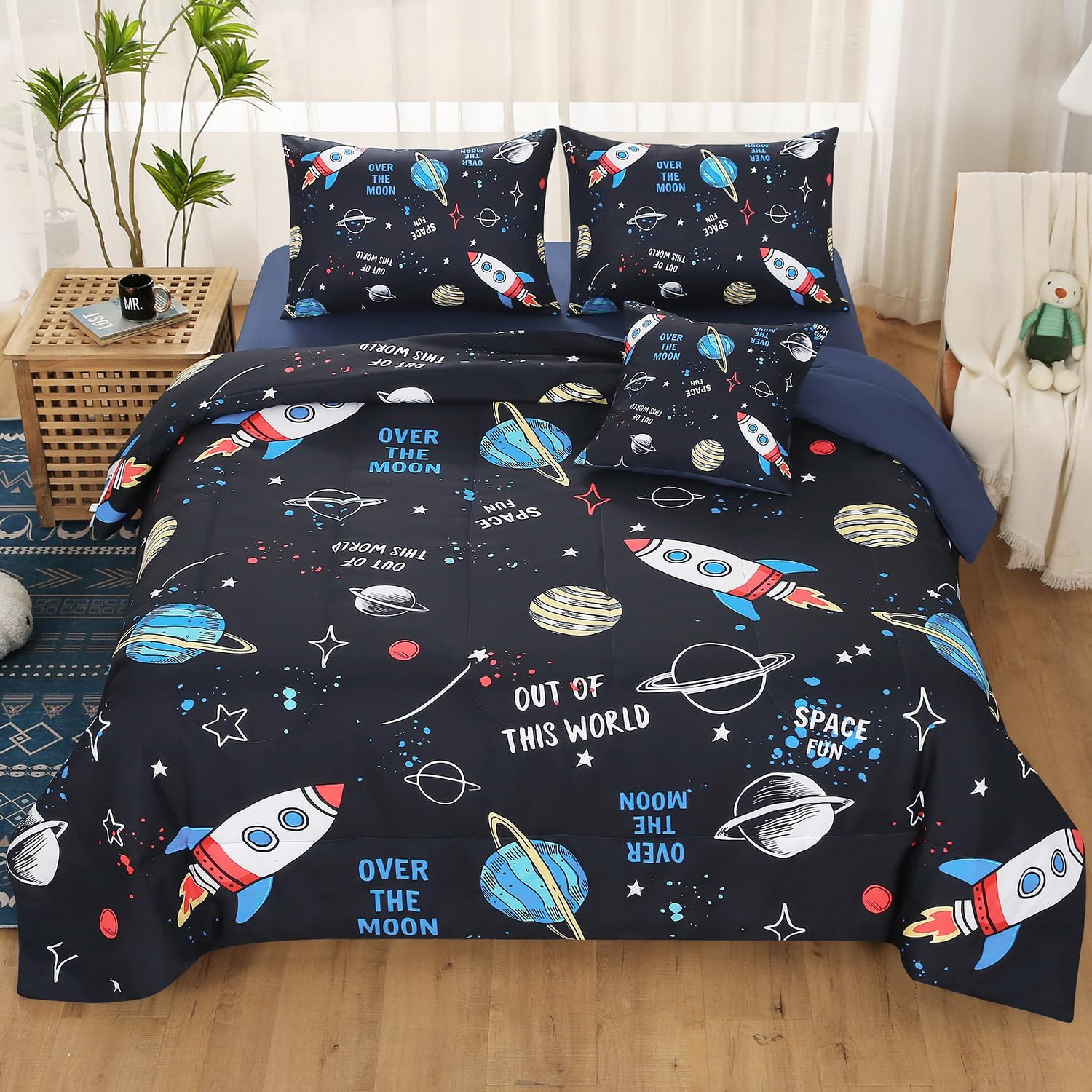 JQinHome Galaxy Space Bedding Sets
