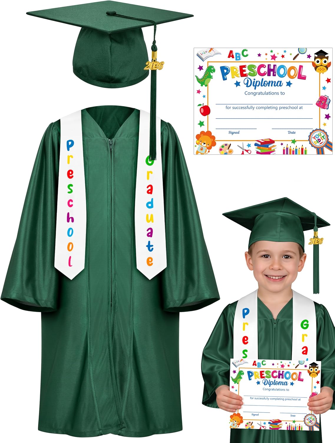 QZYL Preschool Graduation Gown Sets