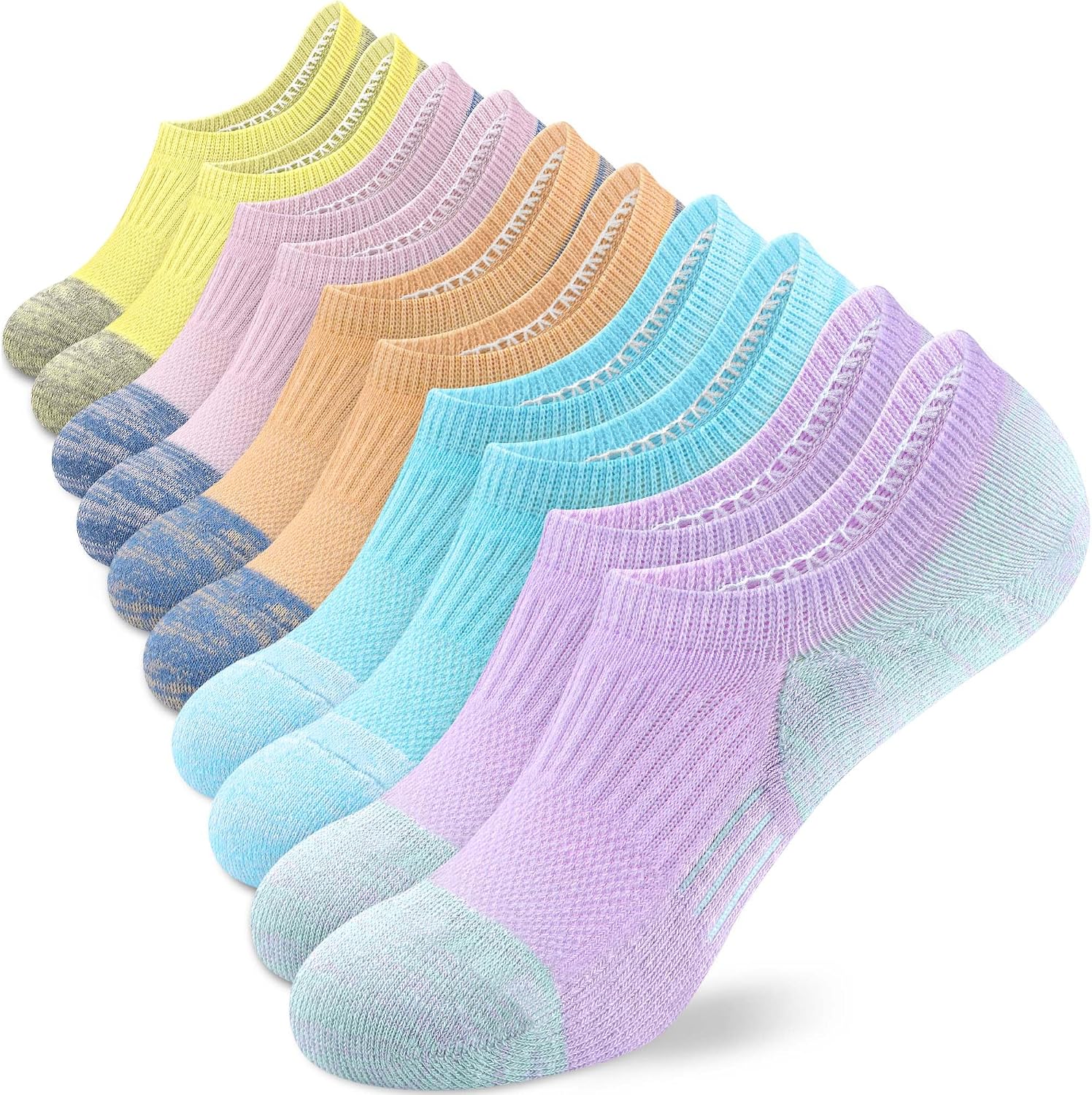 Amutost Womens No Show Socks Athletic Anti-Slip Cushioned Breathable 5Pairs