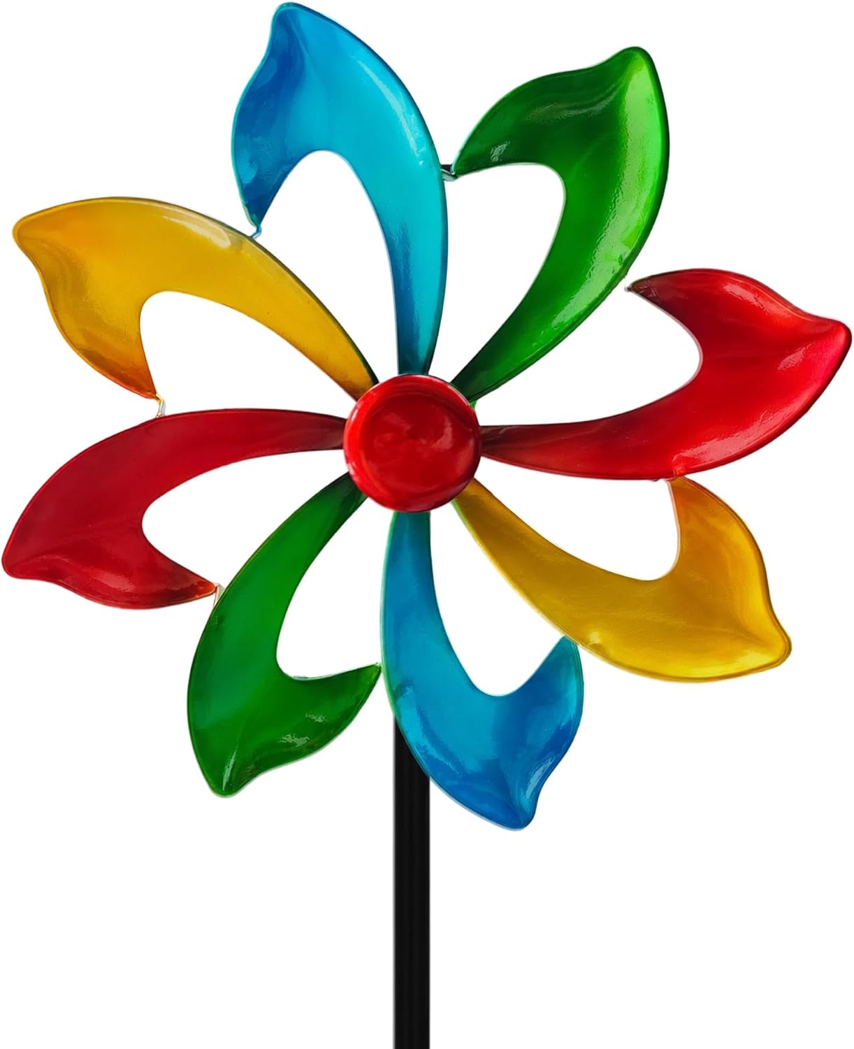 Rainbow Kinetic Wind Spinner, 13" Metal Garden Decor