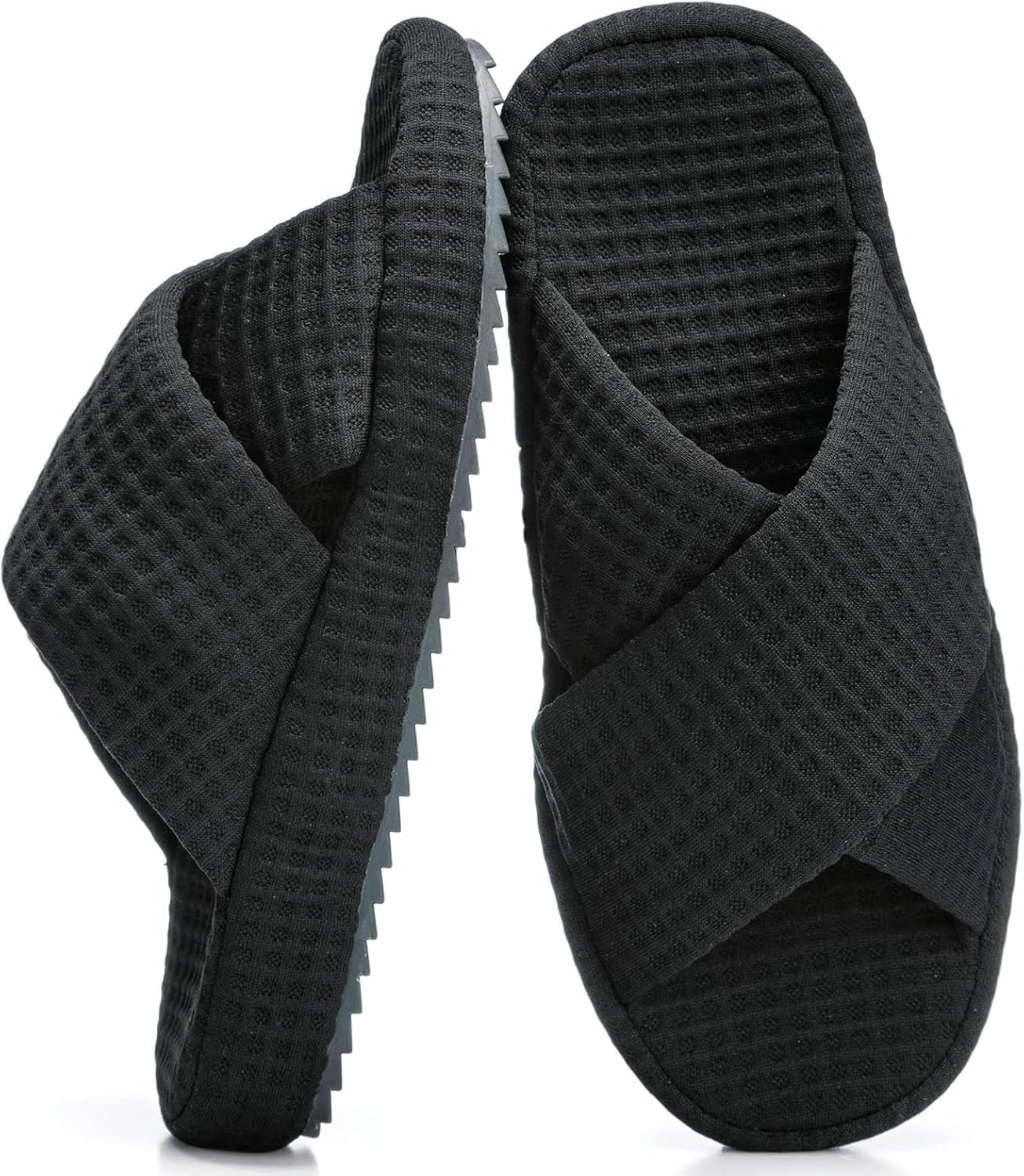 Slippers for Women House Breathable Waffle Open Toe Slippers Indoor Outdoor Bedroom Shoes Slide Gifts for Women Non-Slip Sole