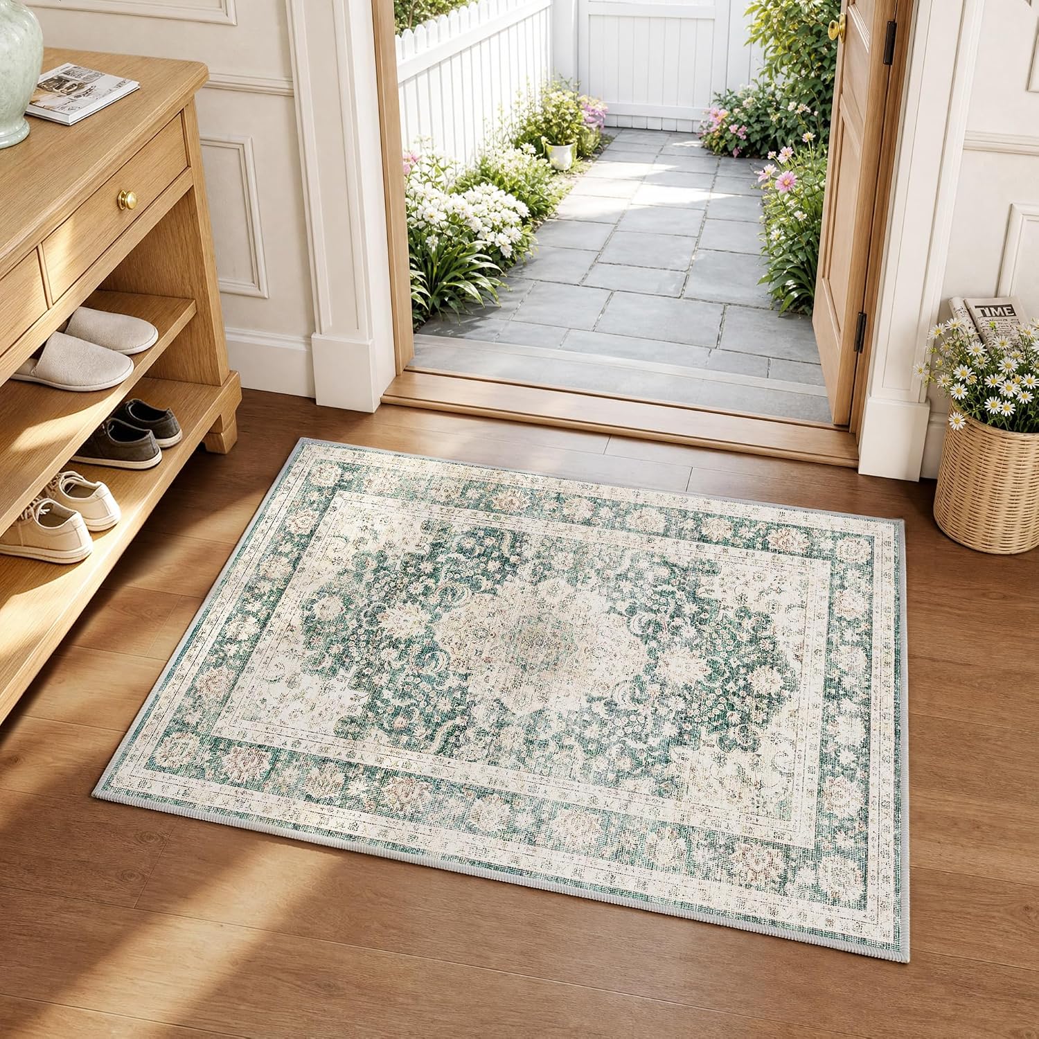 Teal Vintage Distressed Area Rugs