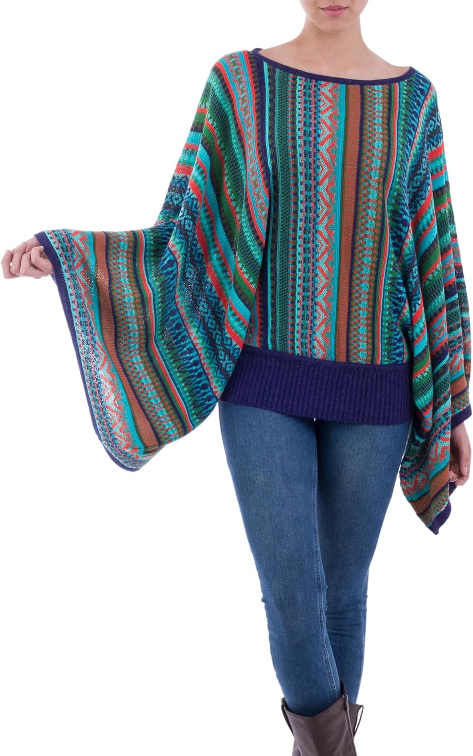Novica Turquoise Striped Sweaters