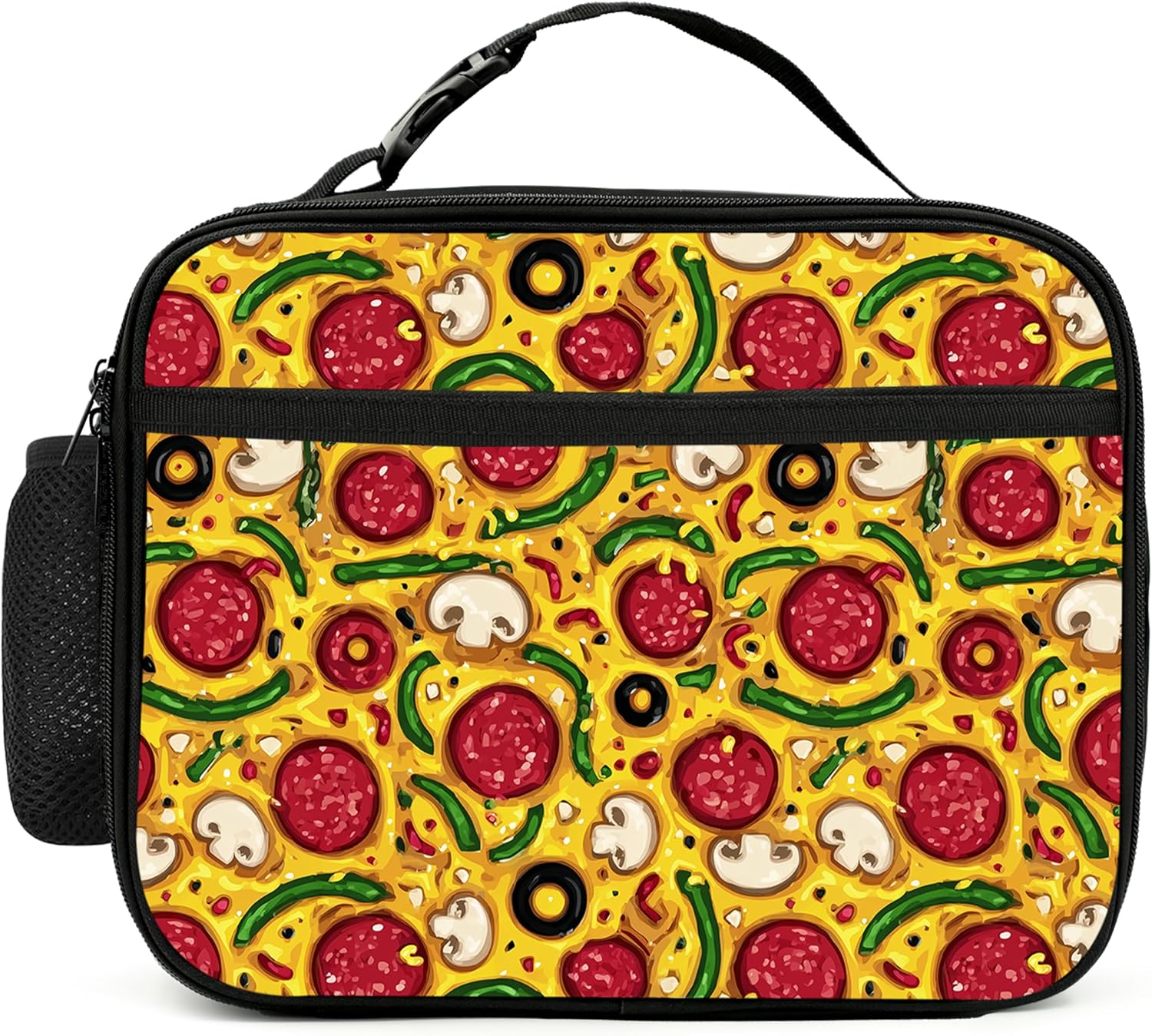 Pizza Lunch Bag Insulated Reusable Lunch Box Cooler Thermal Tote Bag For Teenage Boys Girls School Beach