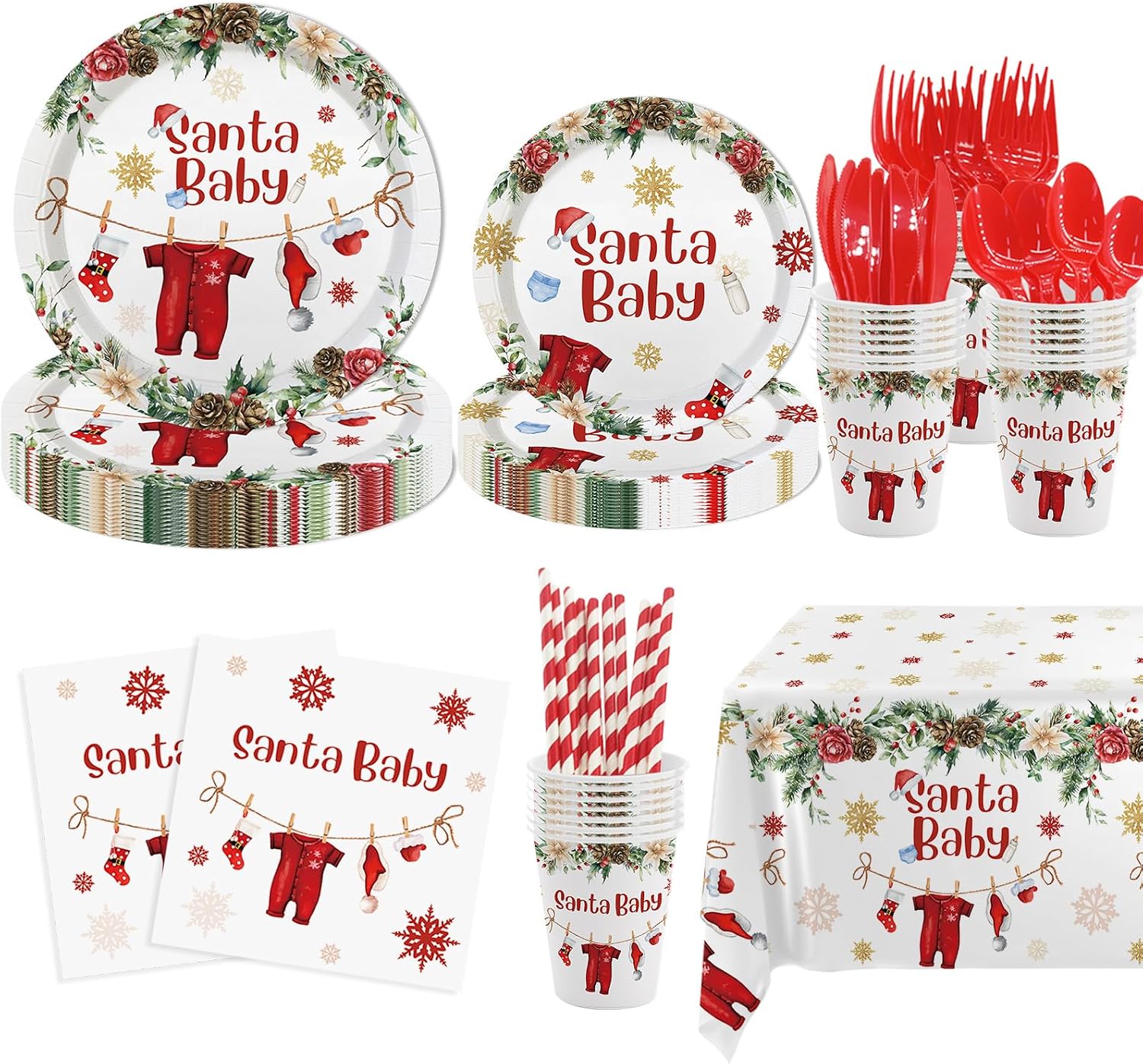 MEHOFOND Winter Santa Party Decorations