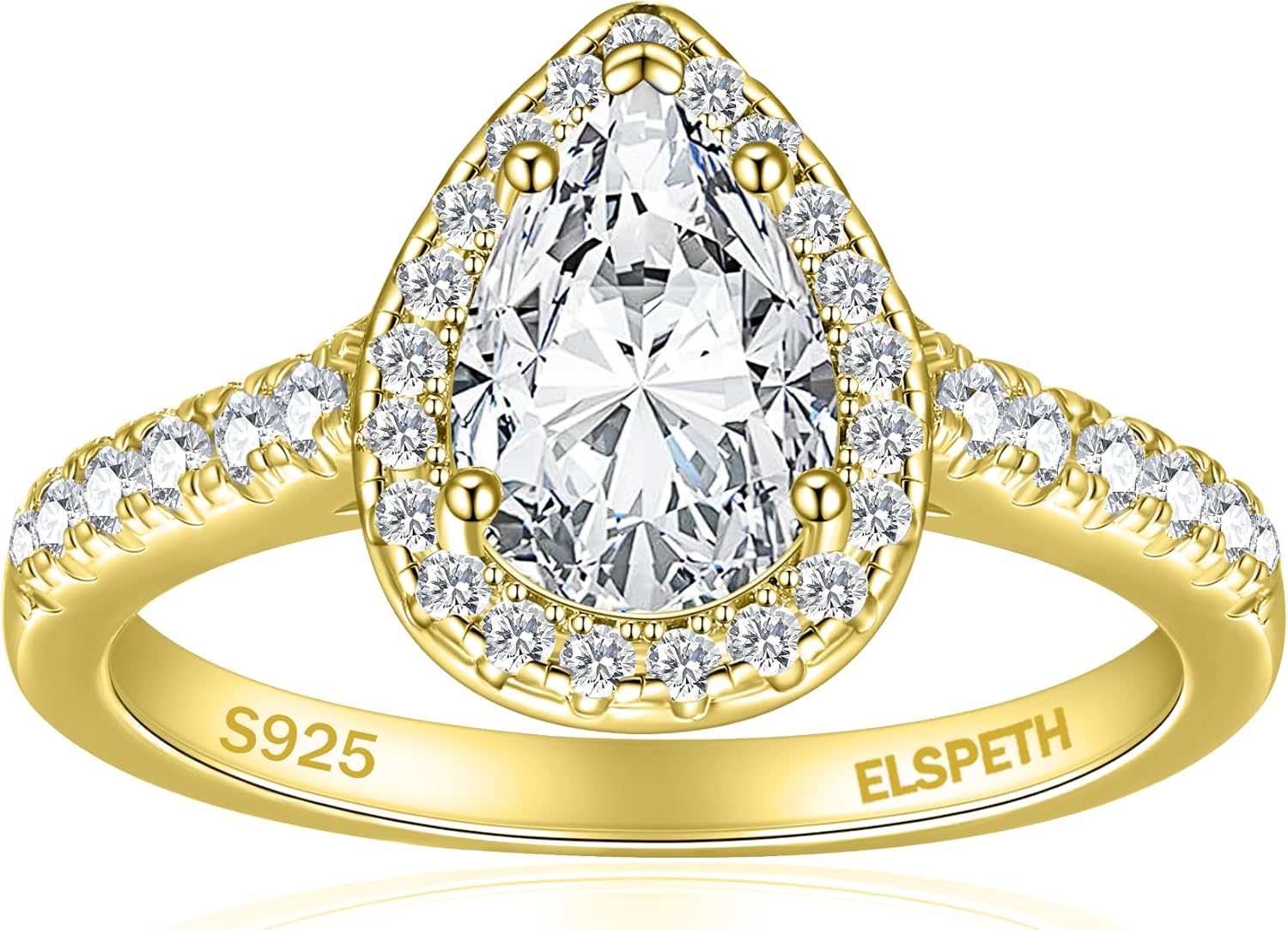 Elspeth 925 Sterling Silver Engagement Ring for Women Oval/Radiant/Pear/Princess/RoundCut Cubic Zirconia Promise Ring Size 4-10