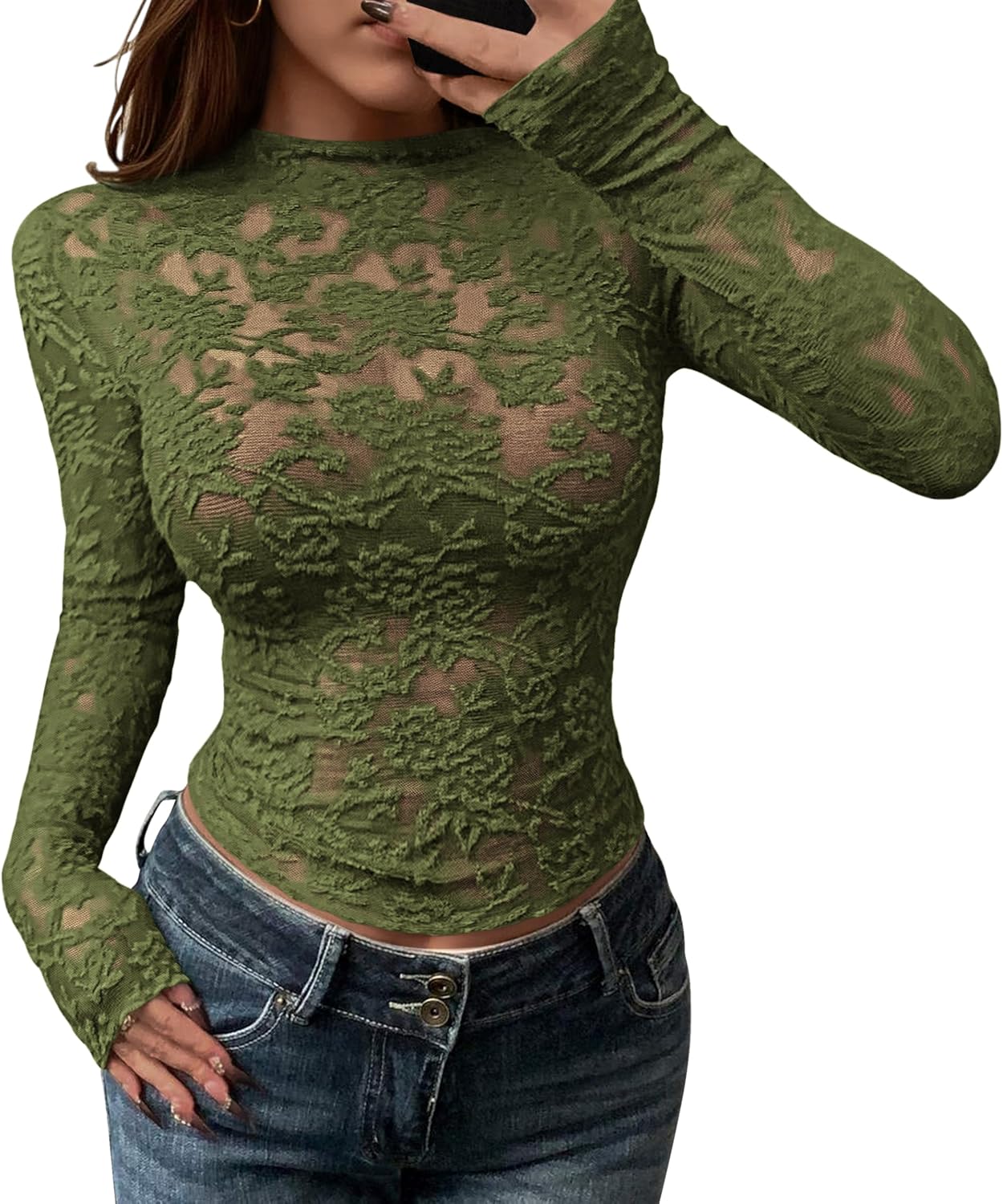 BTFBM Mesh Long Sleeve Tops