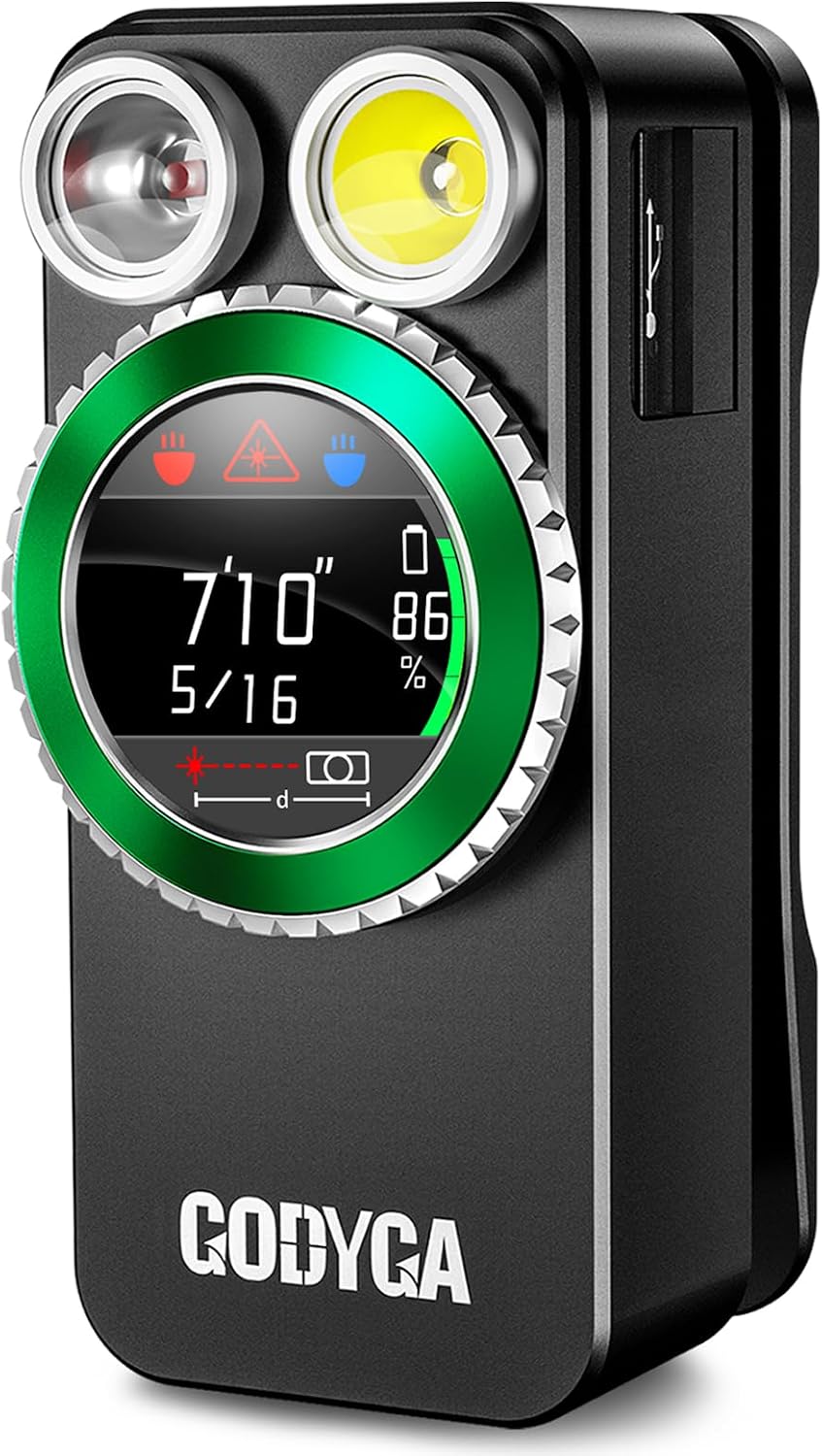 Godyga TorchEye RD 4-in-1 EDC Flashlight with Laser Distance Measure 65ft, 650LM White & Red Light, Smart Display, USB-C Rechargeable, Magnetic Clip-on Work Light for Emergency, Indoor Measurement