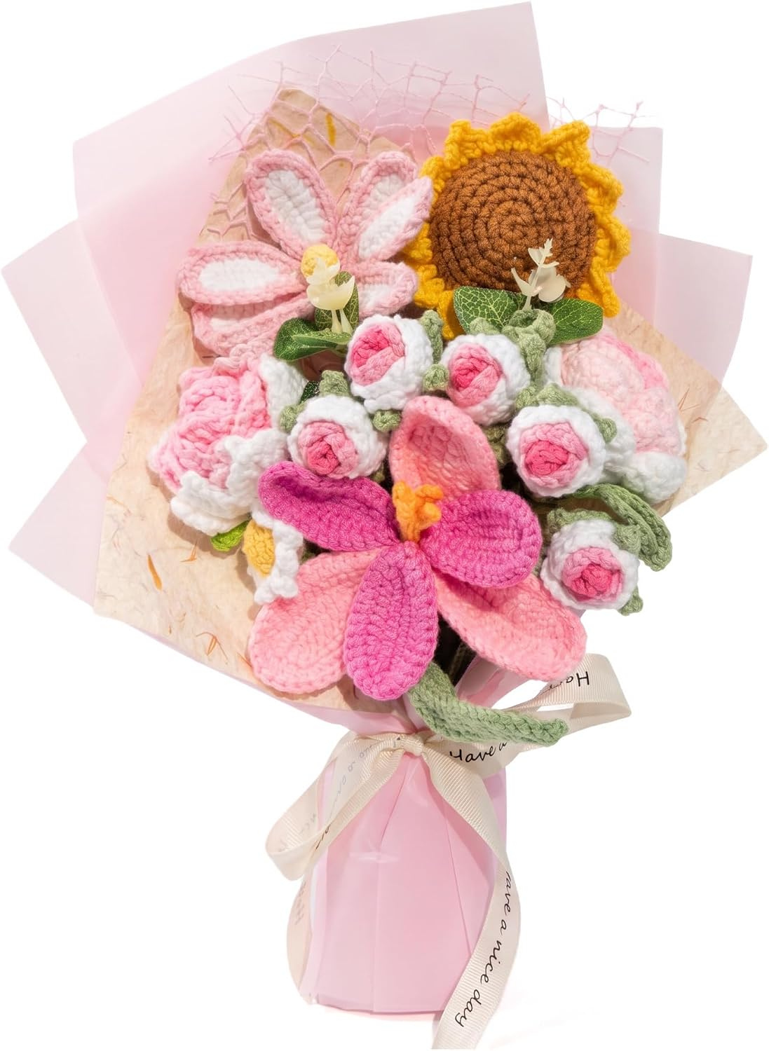 LALULUGIFT Handmade Crochet Flower Bouquets