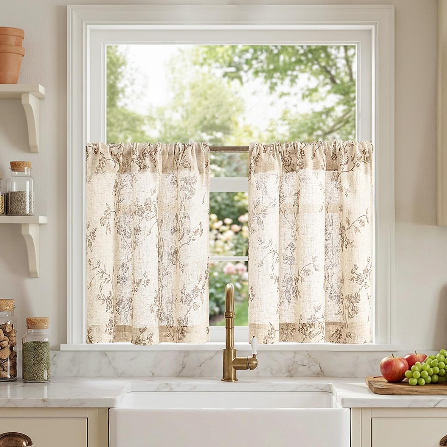 Lazzzy Linen Kitchen Curtains