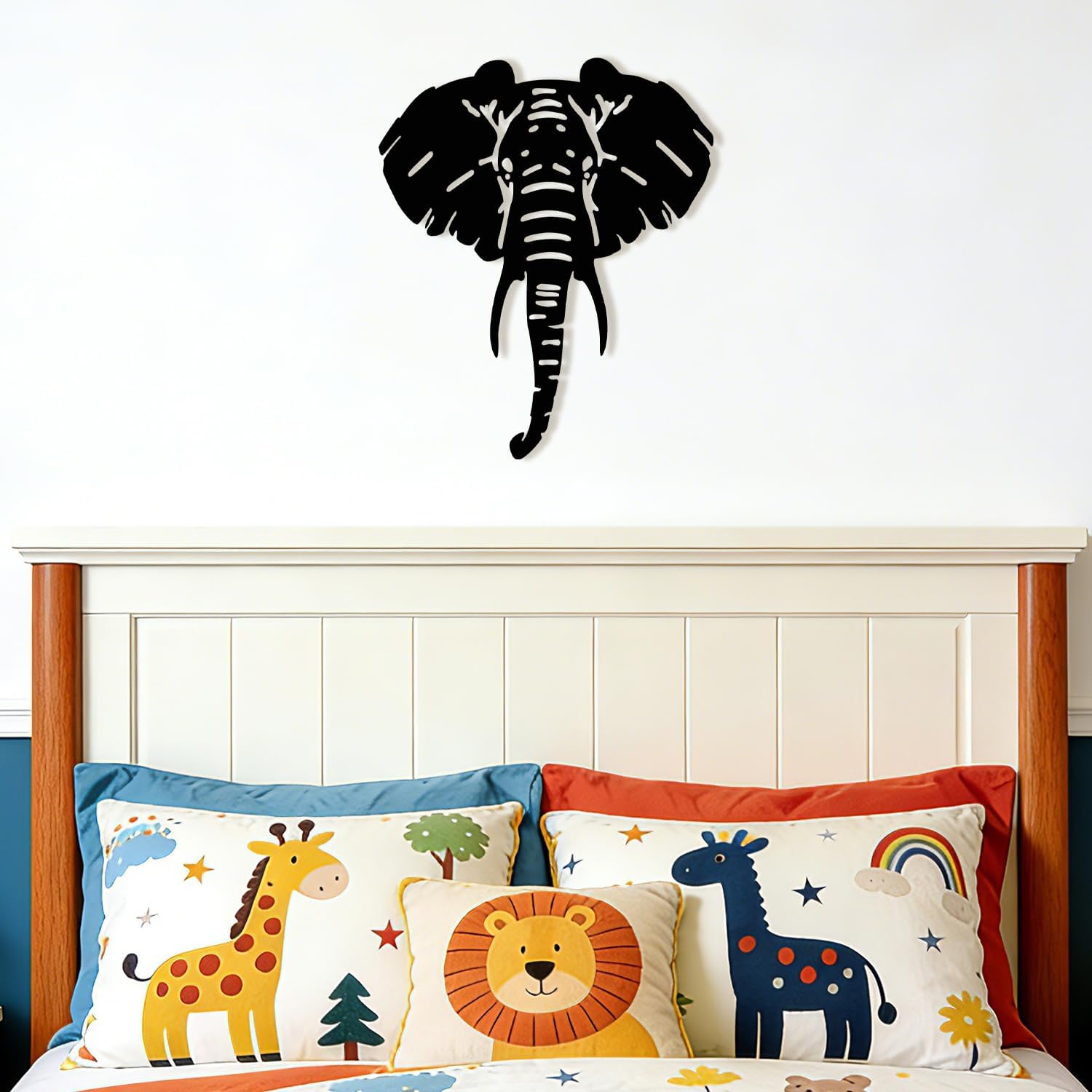 Maoerzai Elephant Metal Wall Art, Geometric Elephants Metal Sign, Durable Animal Head Wall Decor for Home & Kitchen, Black, 10 x 12 Inch