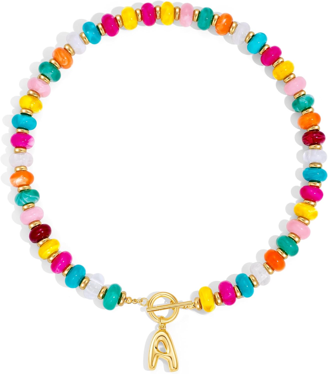NIKOLUX Colorful Initial Necklaces