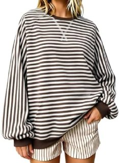 Women Striped Oversized Sweatshirts